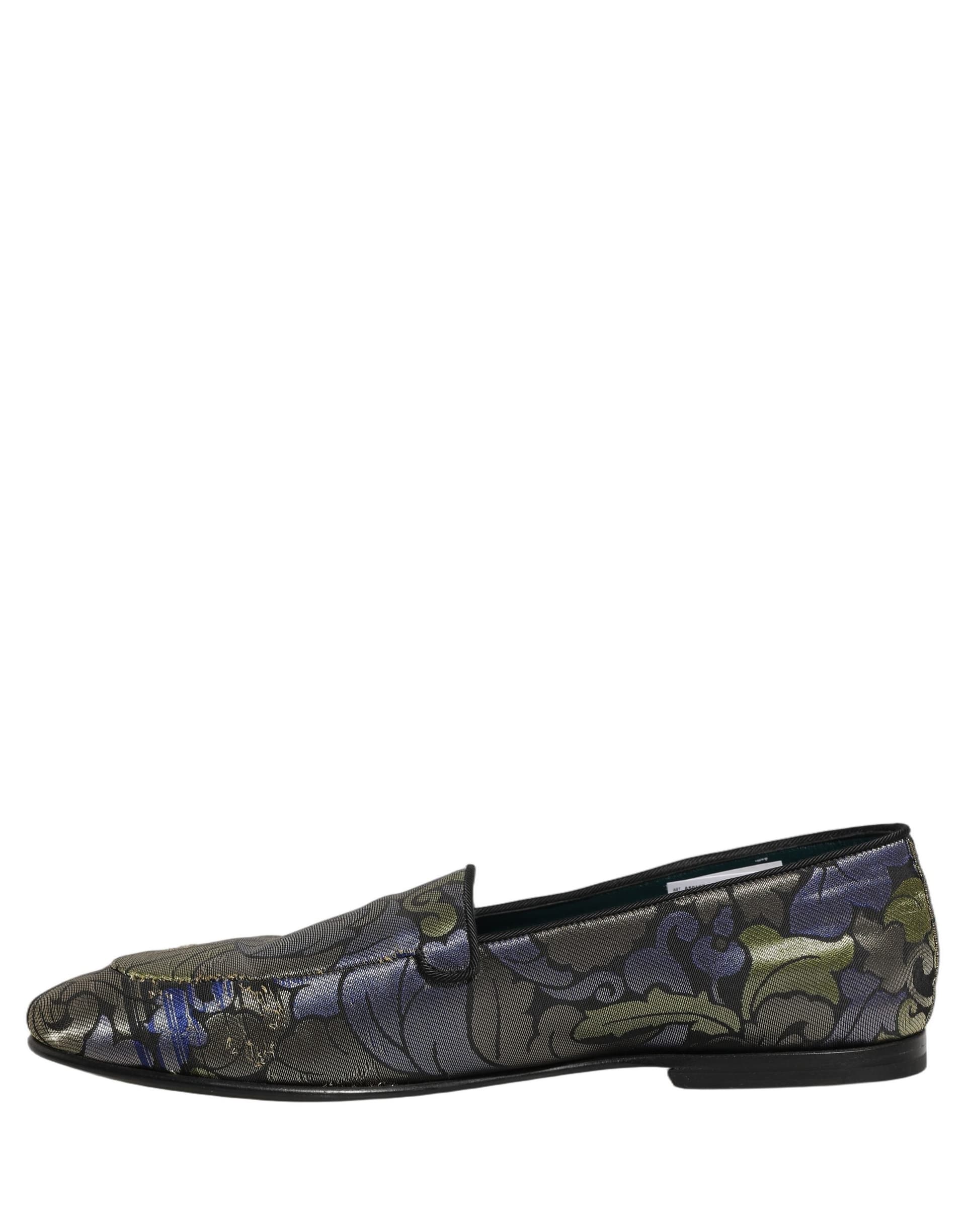Dolce & Gabbana Multicolor Floral Jacquard Men Loafers Shoes - 6
