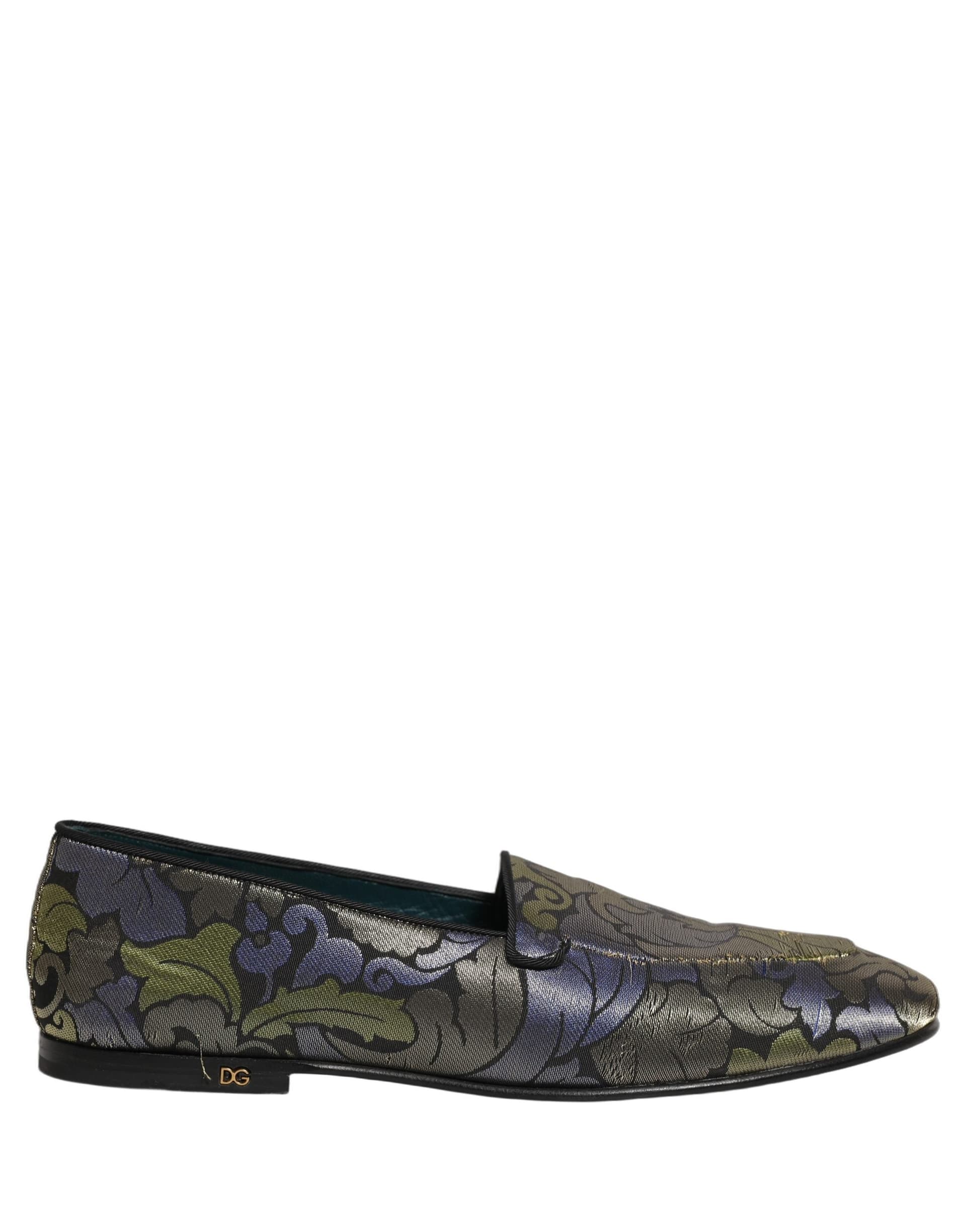 Dolce & Gabbana Multicolor Floral Jacquard Men Loafers Shoes - 7