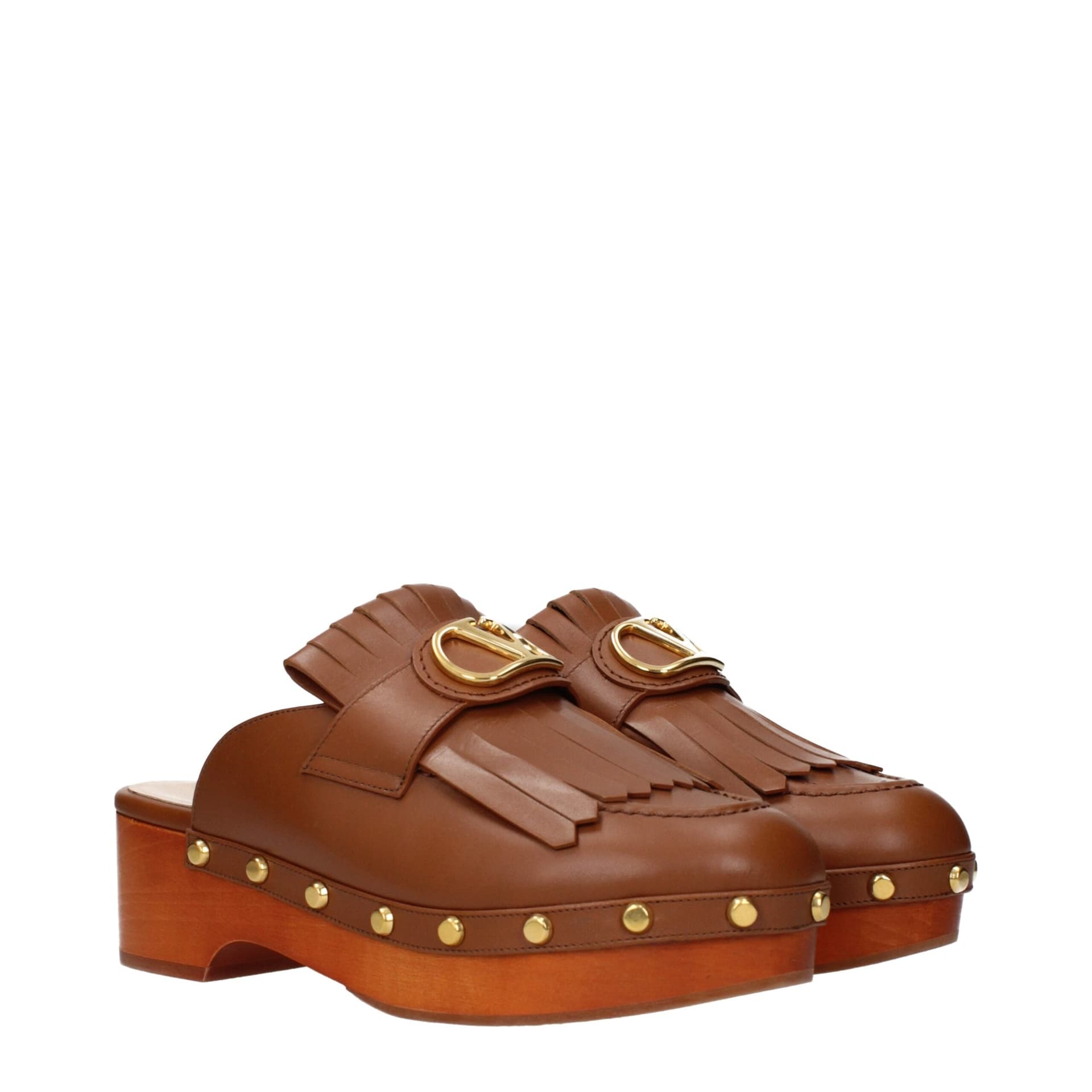 Valentino Garavani Brown Leather Slippers - 2