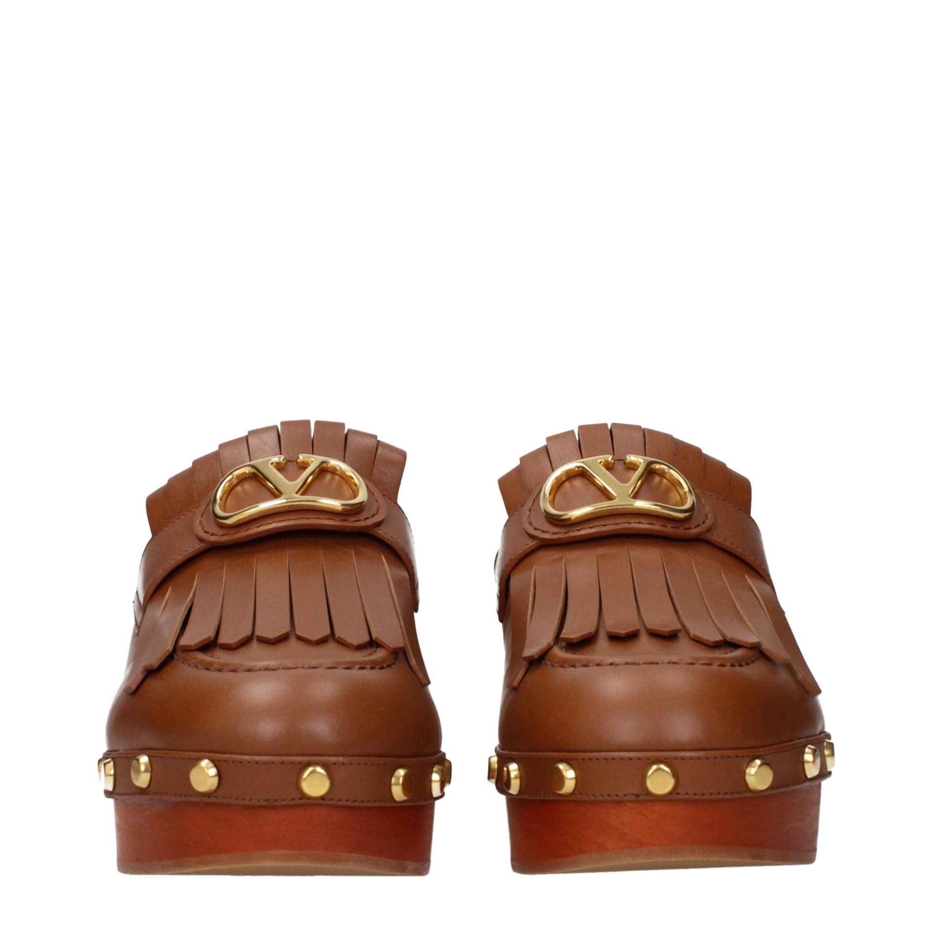 Valentino Garavani Brown Leather Slippers - 3