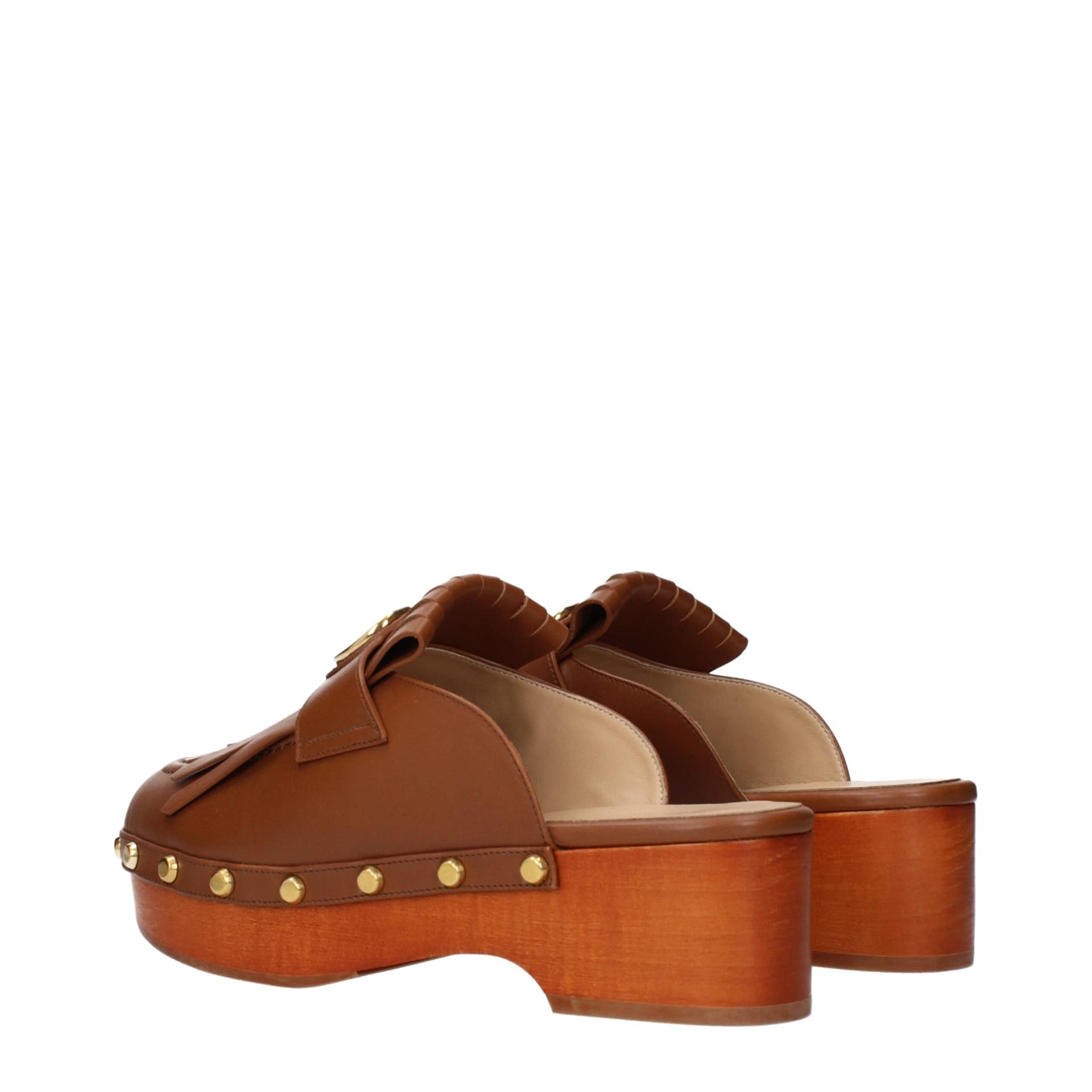 Valentino Garavani Brown Leather Slippers - 4