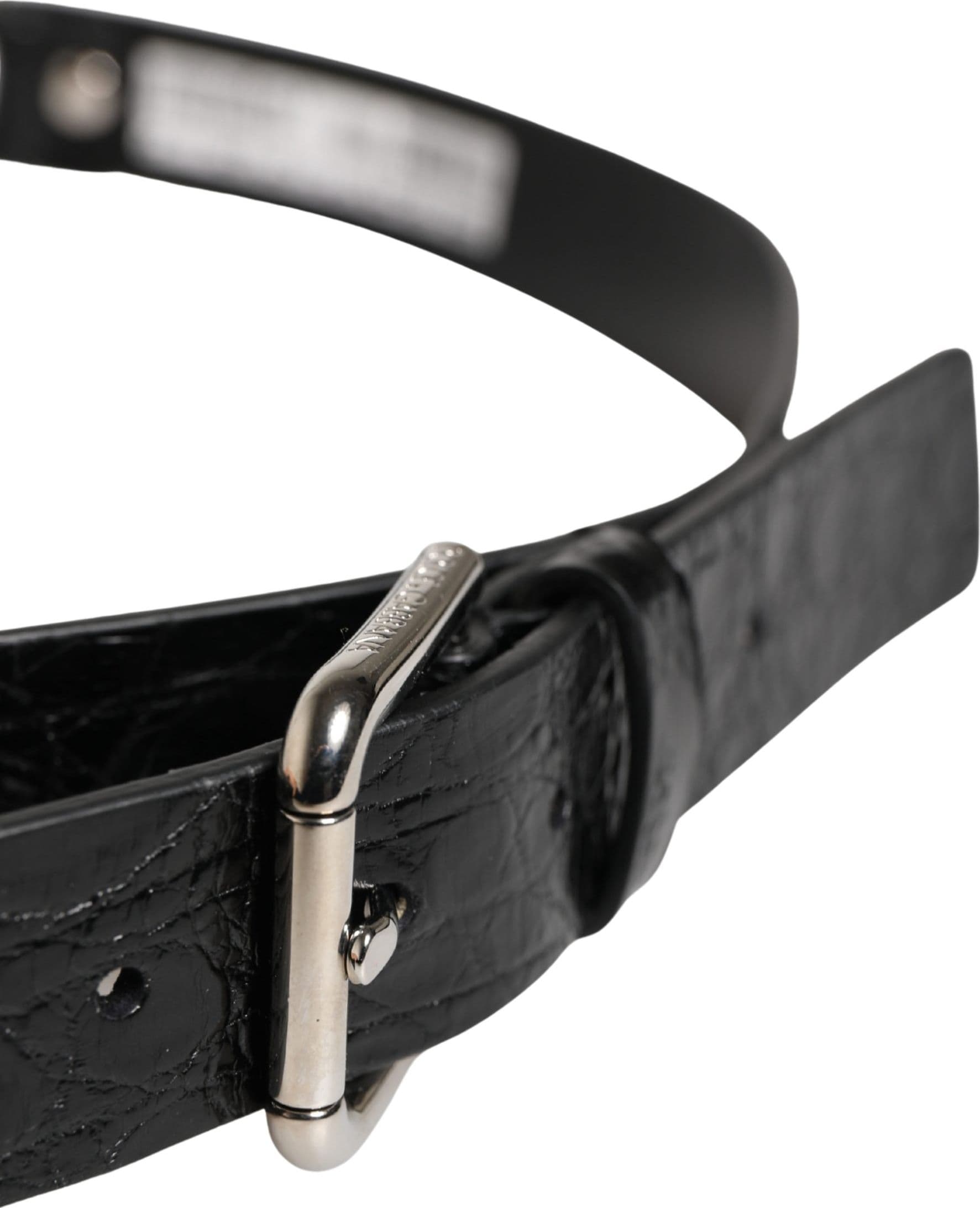 Dolce & Gabbana Black Exotic Leather Silver Metal Buckle Belt - 4