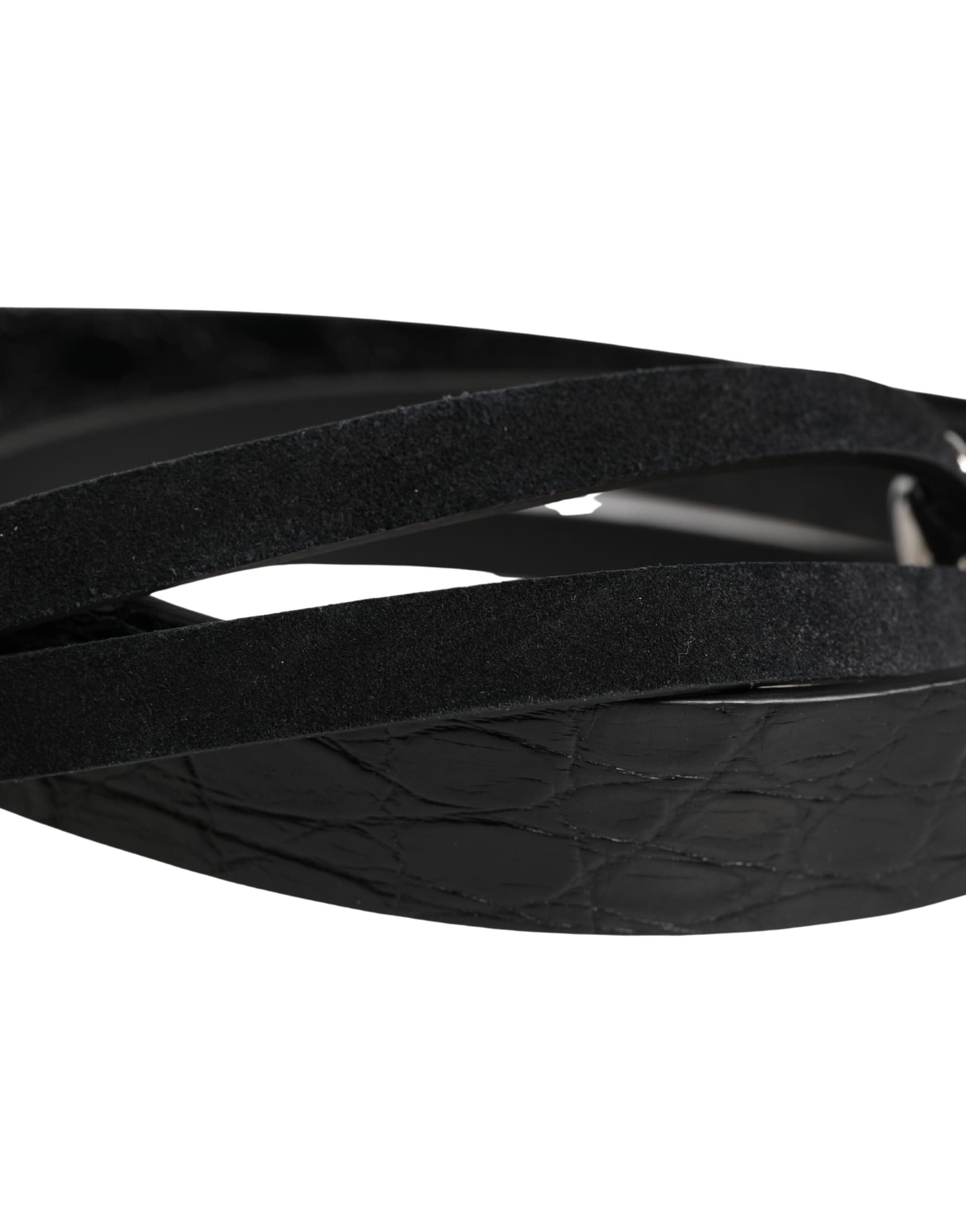 Dolce & Gabbana Black Exotic Leather Silver Metal Buckle Belt - 5