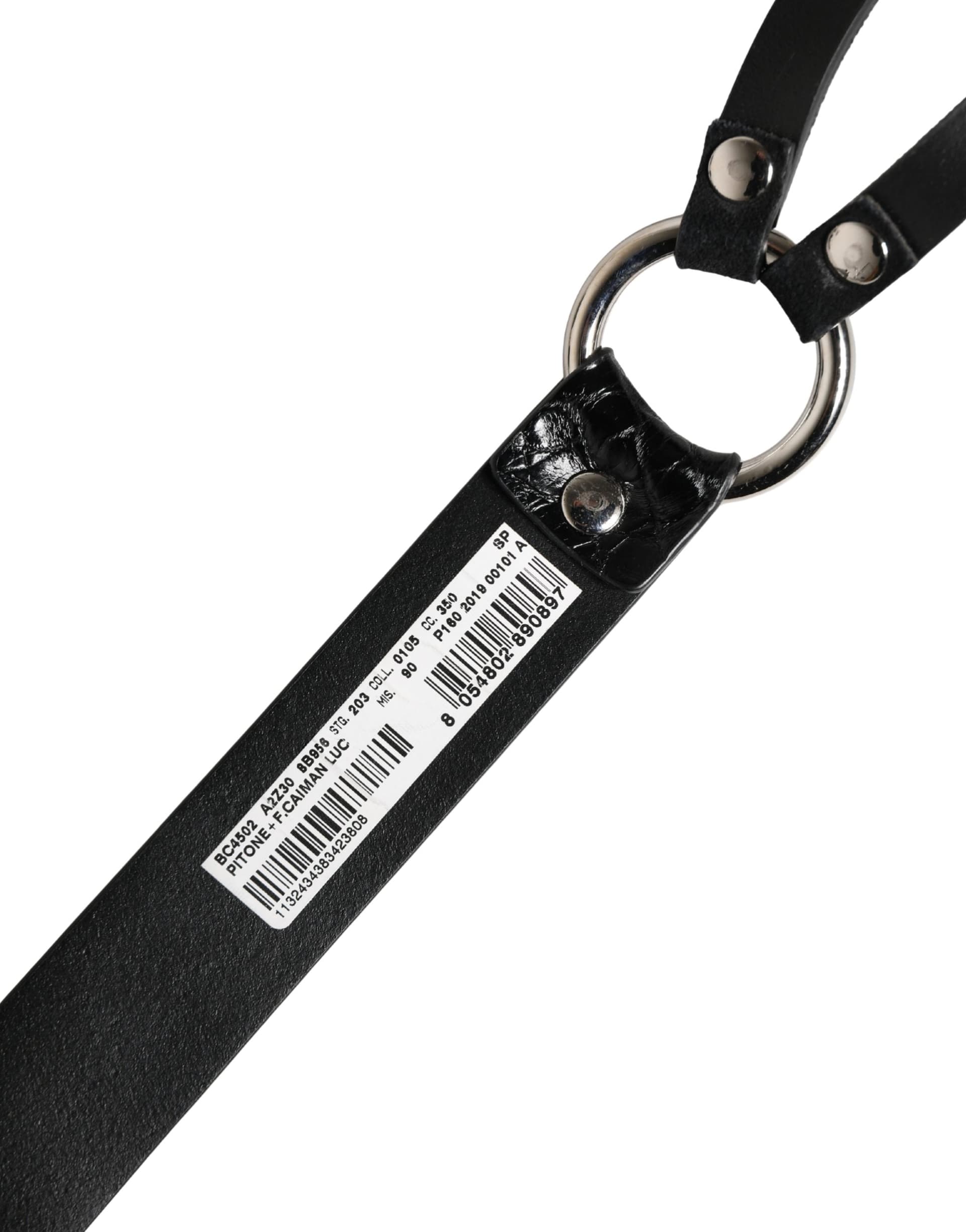 Dolce & Gabbana Black Exotic Leather Silver Metal Buckle Belt - 6