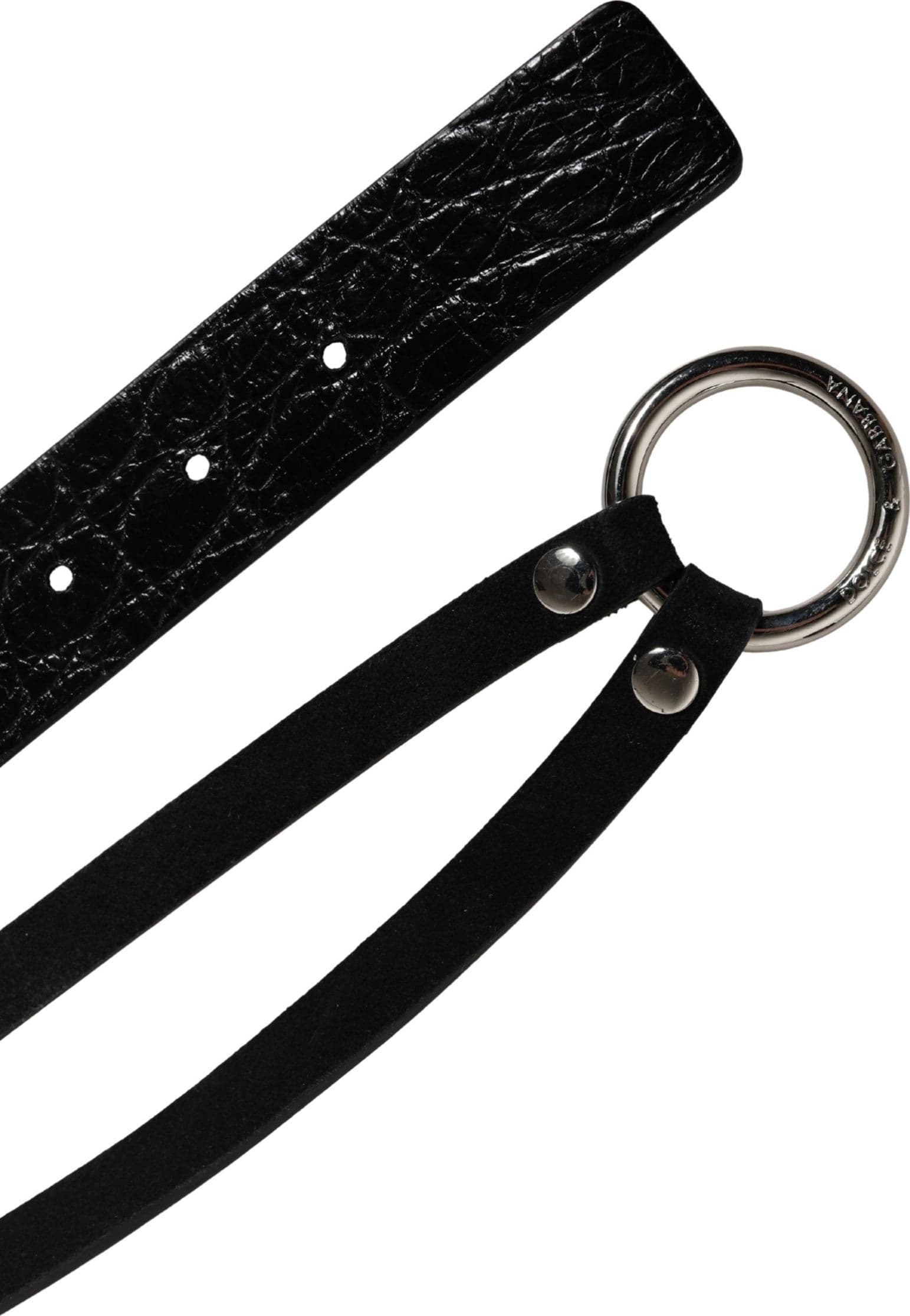 Dolce & Gabbana Black Exotic Leather Silver Metal Buckle Belt - 7