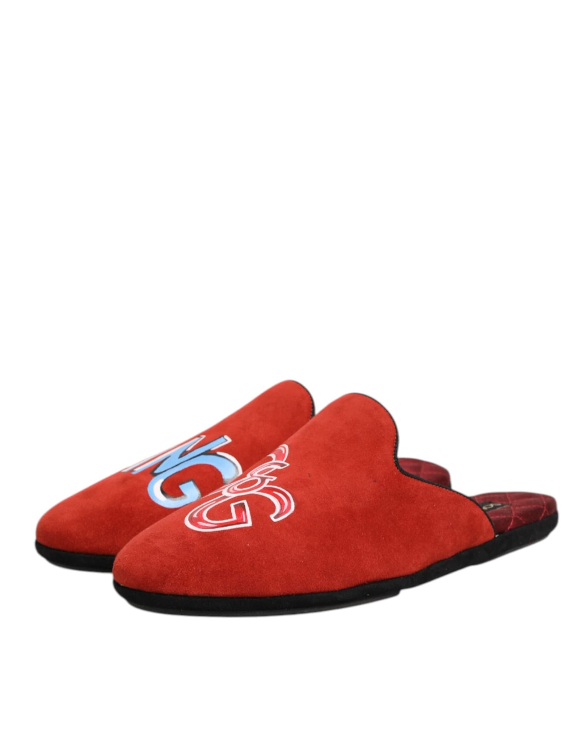 Dolce & Gabbana Red Suede DG King Men House Slippers Shoes - 3
