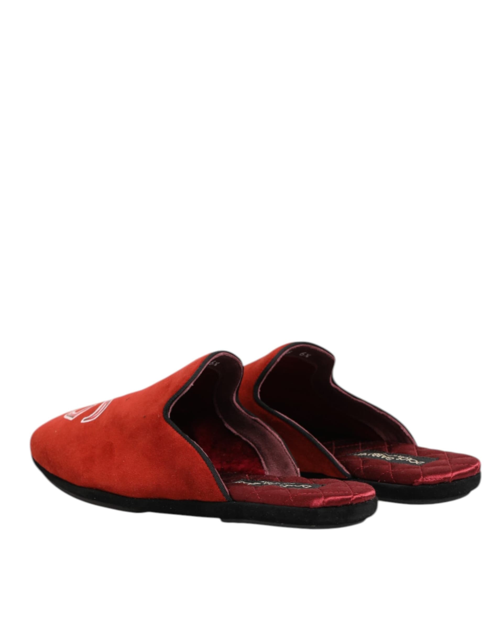 Dolce & Gabbana Red Suede DG King Men House Slippers Shoes - 4