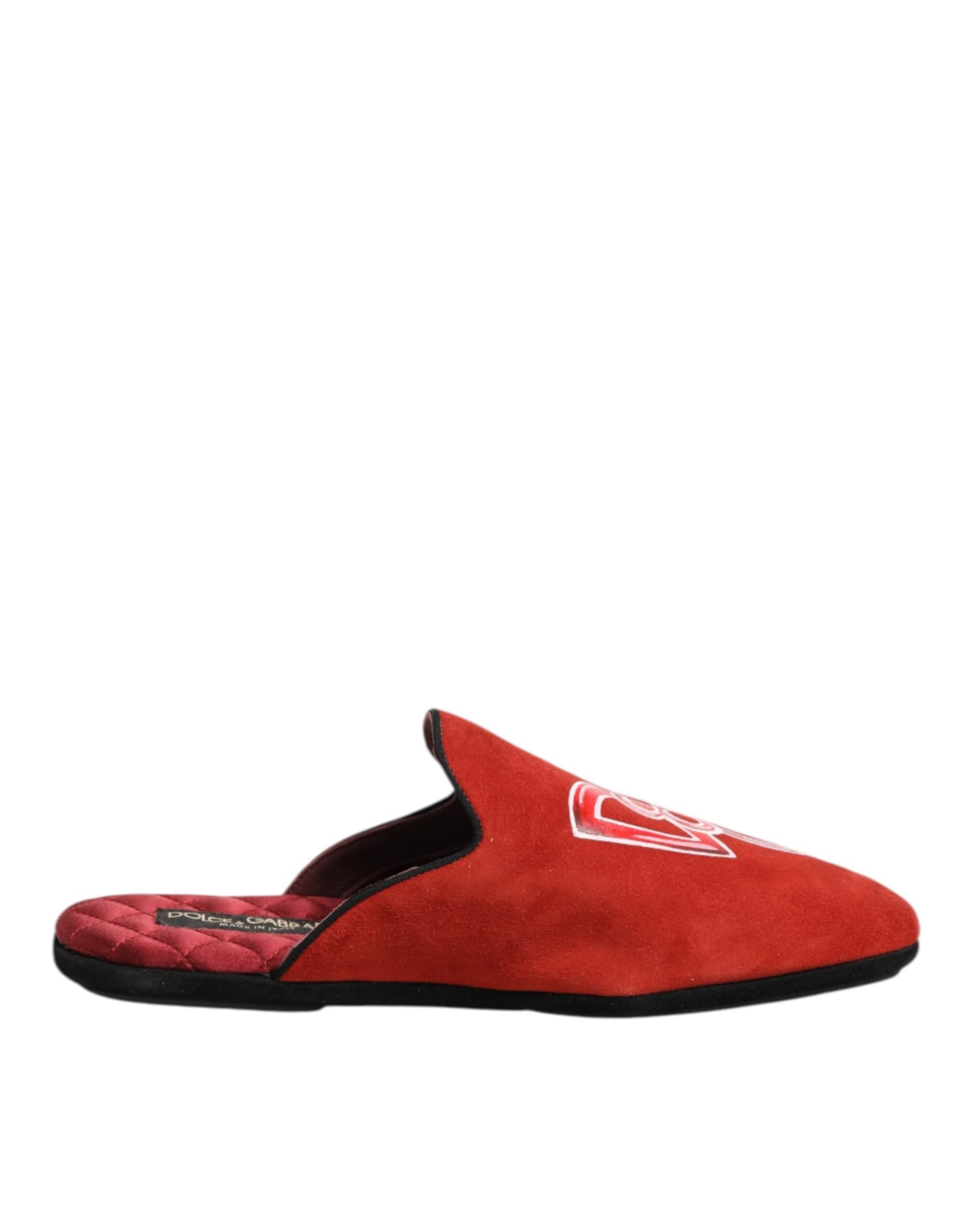 Dolce & Gabbana Red Suede DG King Men House Slippers Shoes - 7