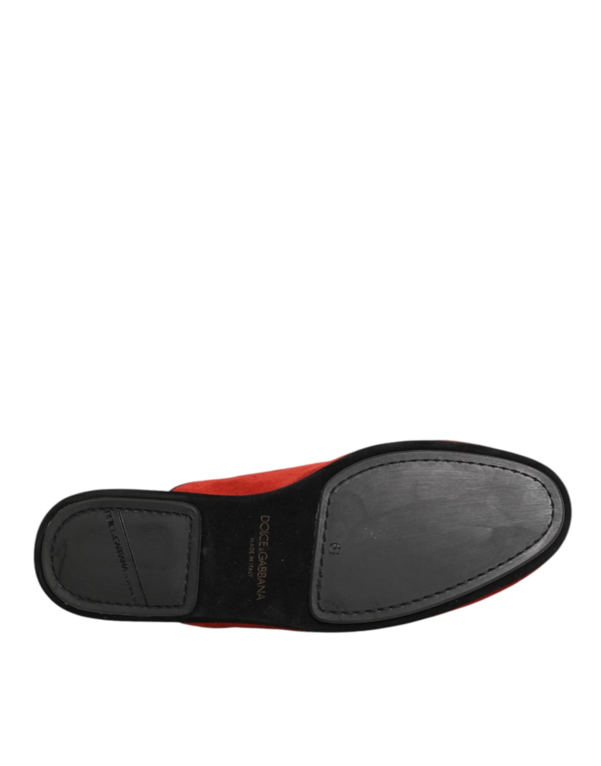 Dolce & Gabbana Red Suede DG King Men House Slippers Shoes - 8