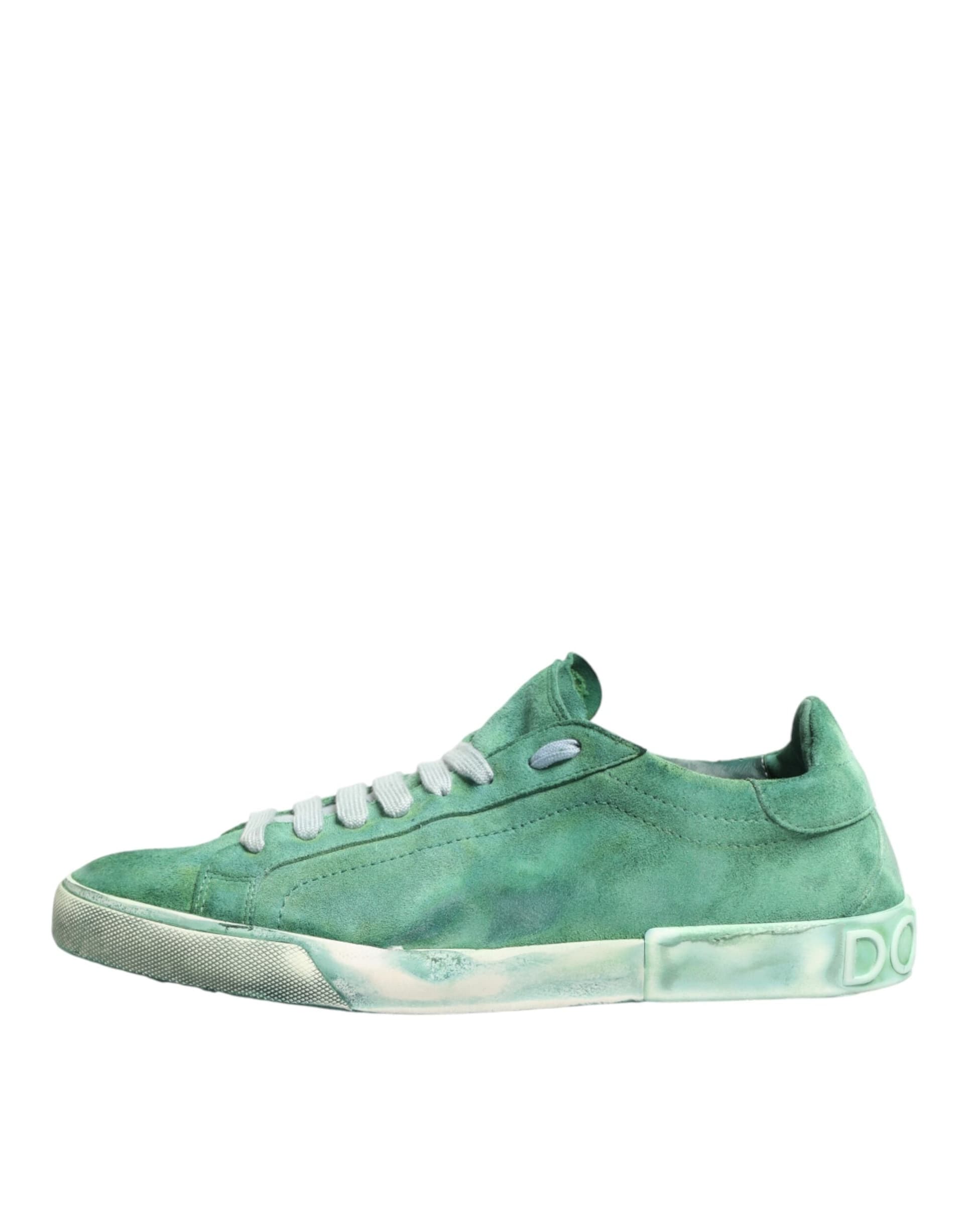 Dolce & Gabbana Green Suade DG Logo Sole Low Top Sneakers Shoes - 3