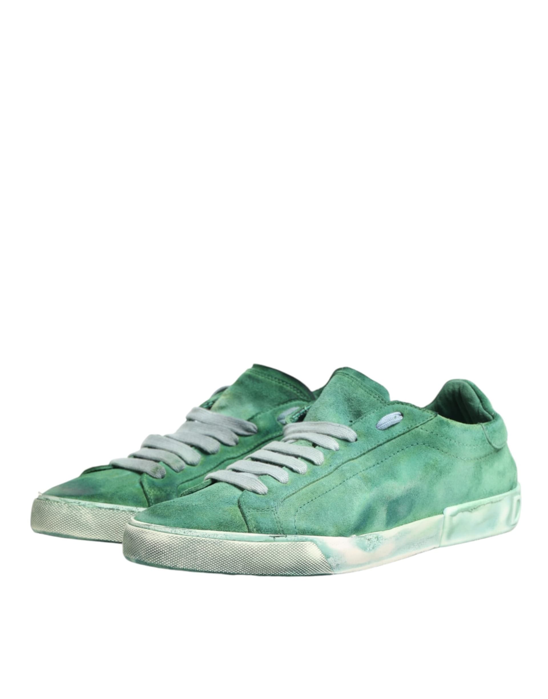 Dolce & Gabbana Green Suade DG Logo Sole Low Top Sneakers Shoes - 5