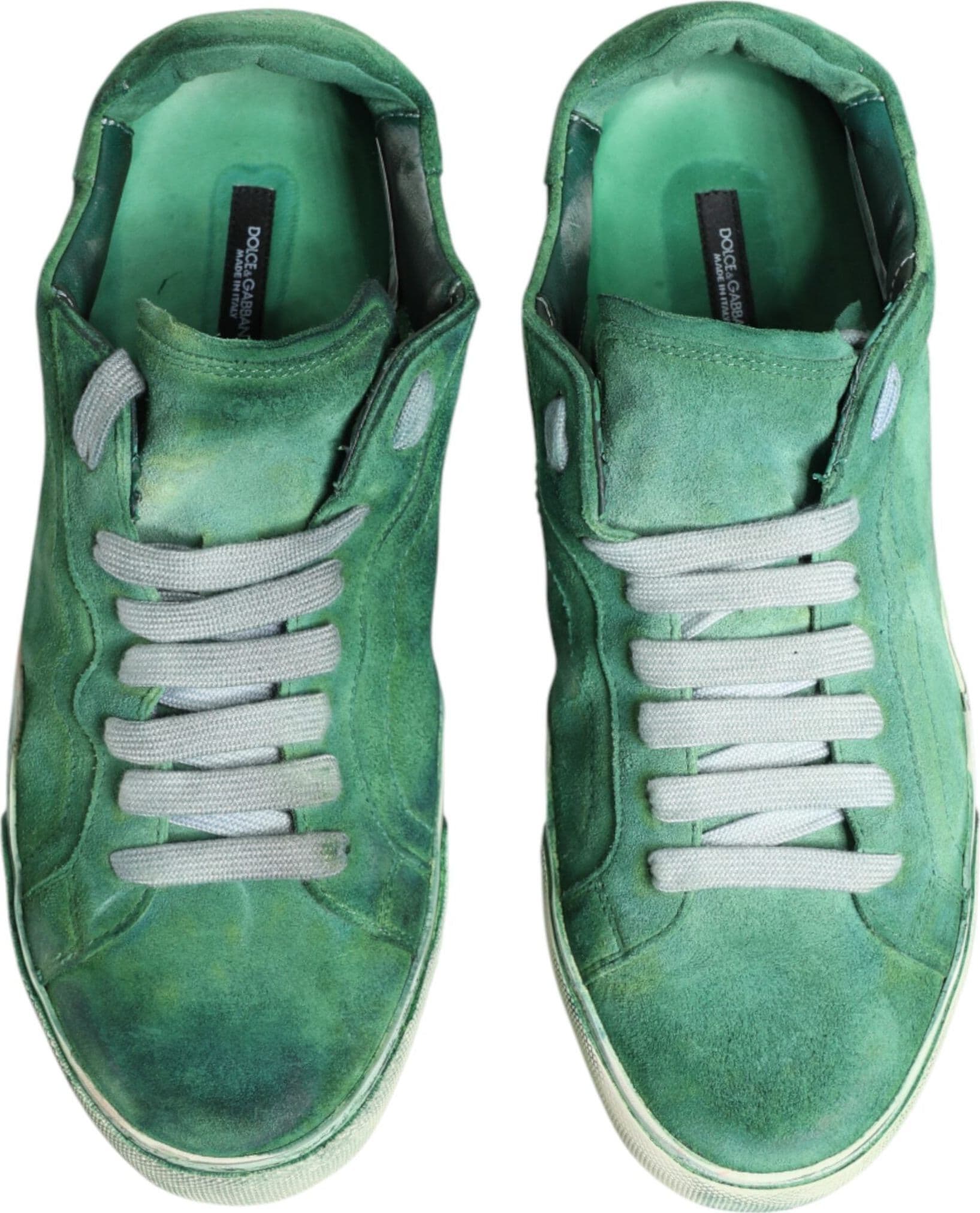 Dolce & Gabbana Green Suade DG Logo Sole Low Top Sneakers Shoes - 6