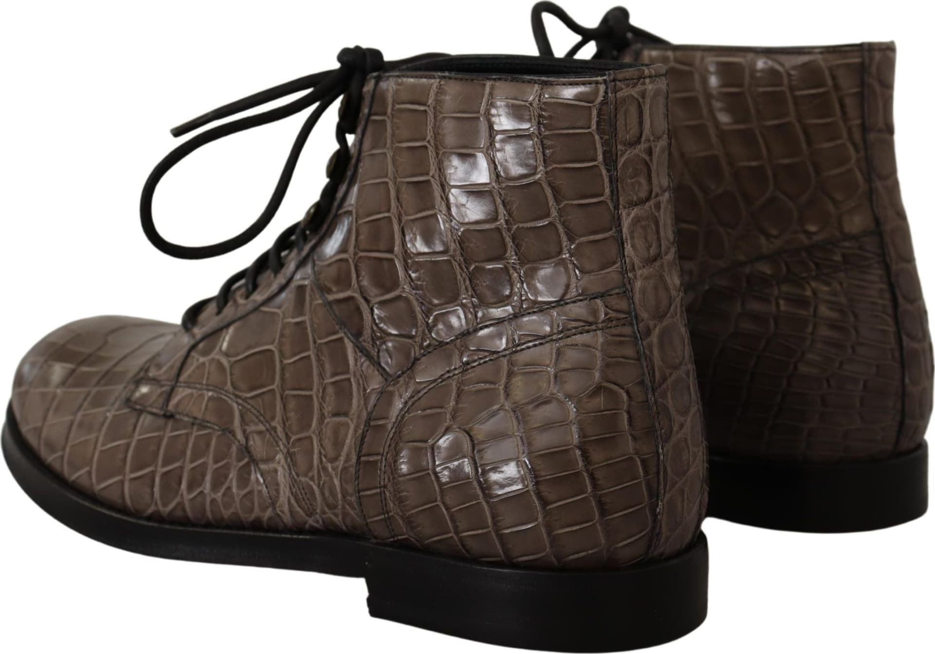 Dolce & Gabbana Gray Crocodile Leather Derby Boots - 2