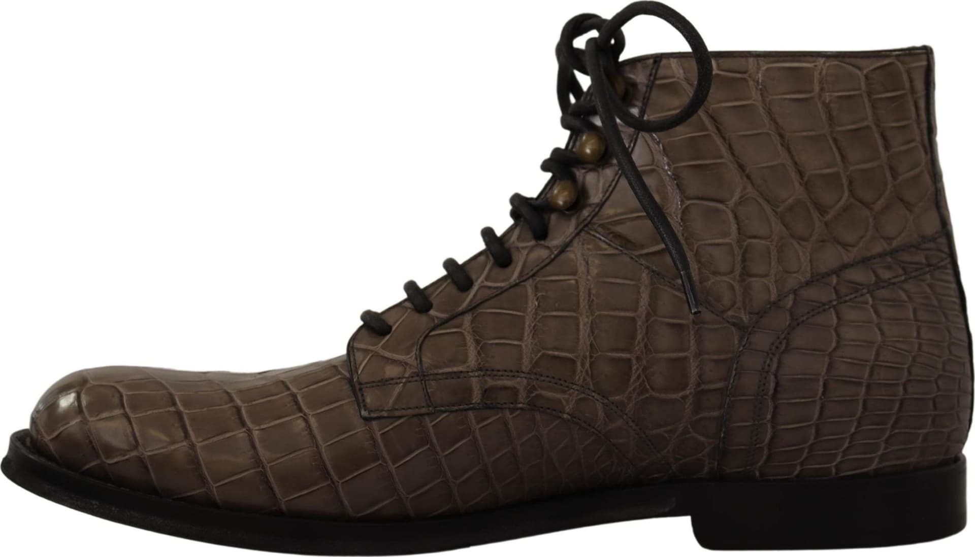 Dolce & Gabbana Gray Crocodile Leather Derby Boots - 3