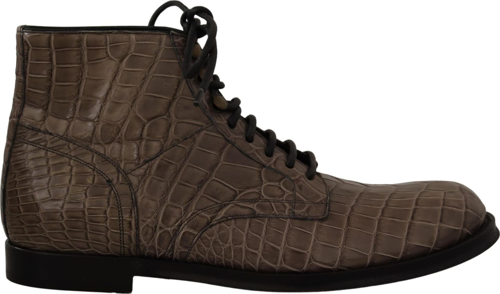 Dolce & Gabbana Gray Crocodile Leather Derby Boots - 4