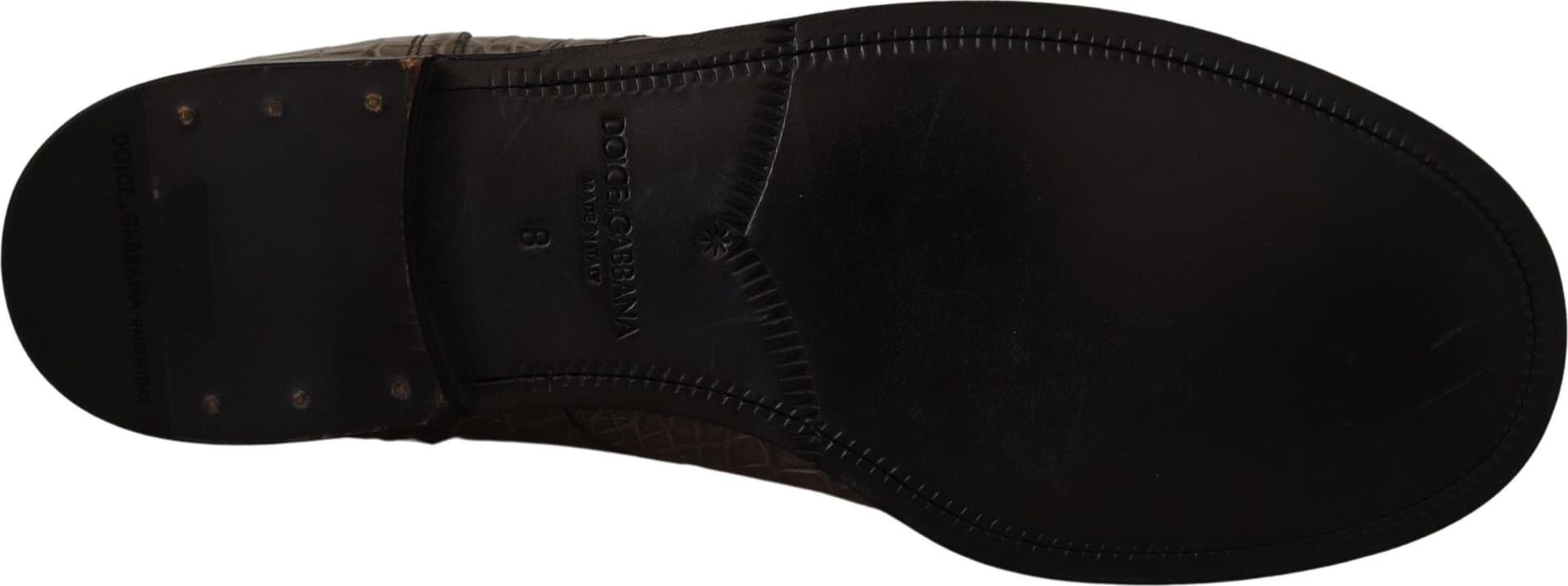 Dolce & Gabbana Gray Crocodile Leather Derby Boots - 5