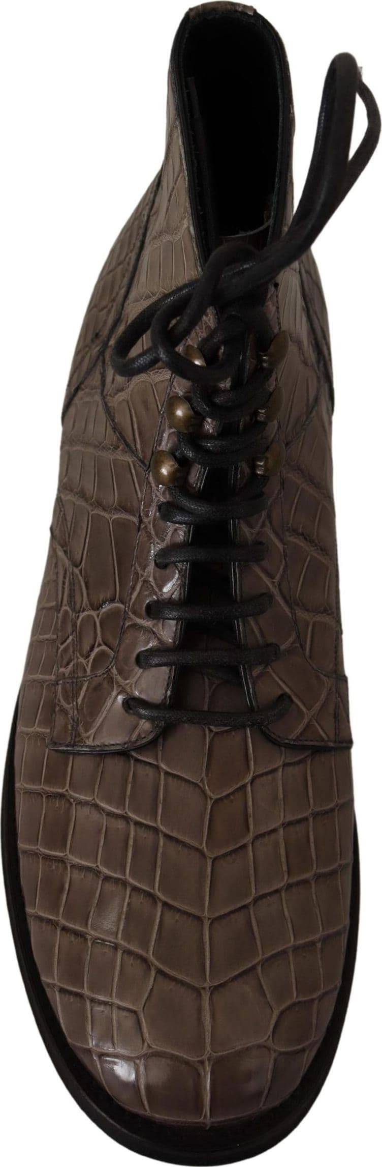 Dolce & Gabbana Gray Crocodile Leather Derby Boots - 6