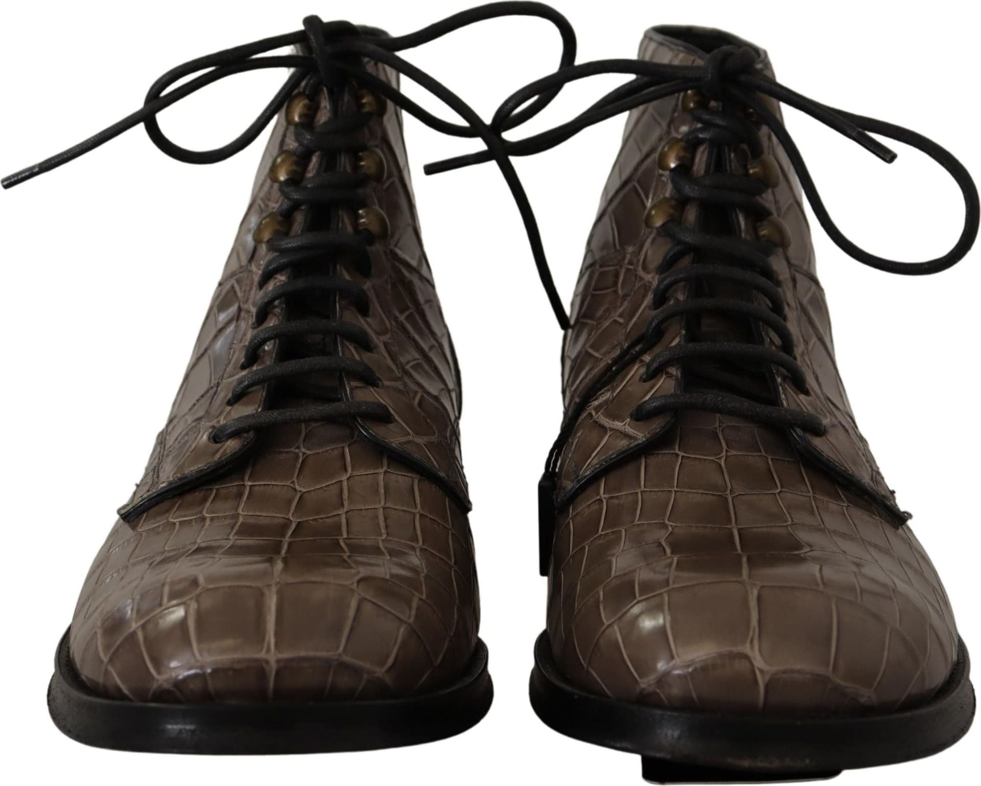 Dolce & Gabbana Gray Crocodile Leather Derby Boots - 7