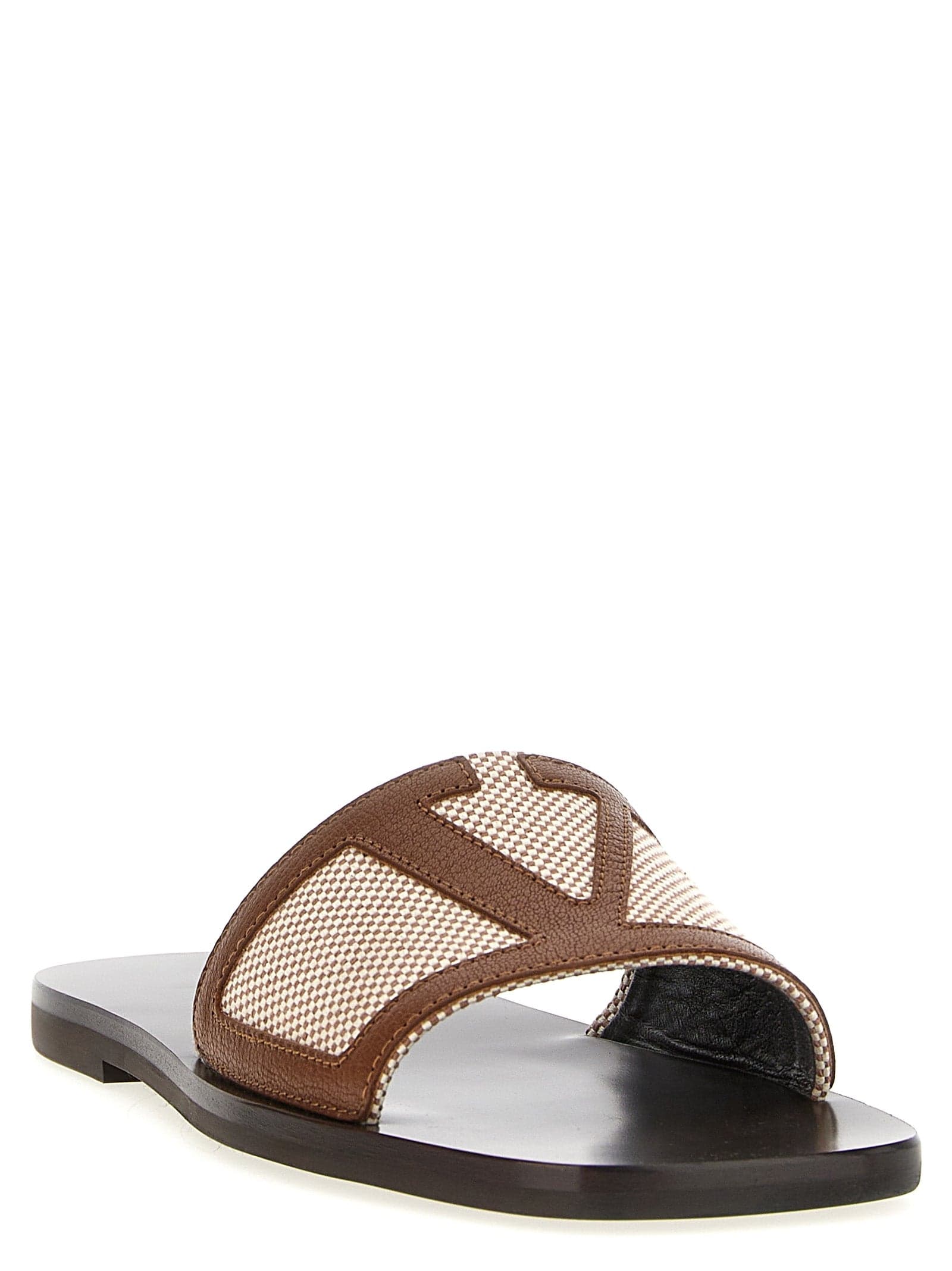 Valentino Garavani Brown Cotton Slides - 2