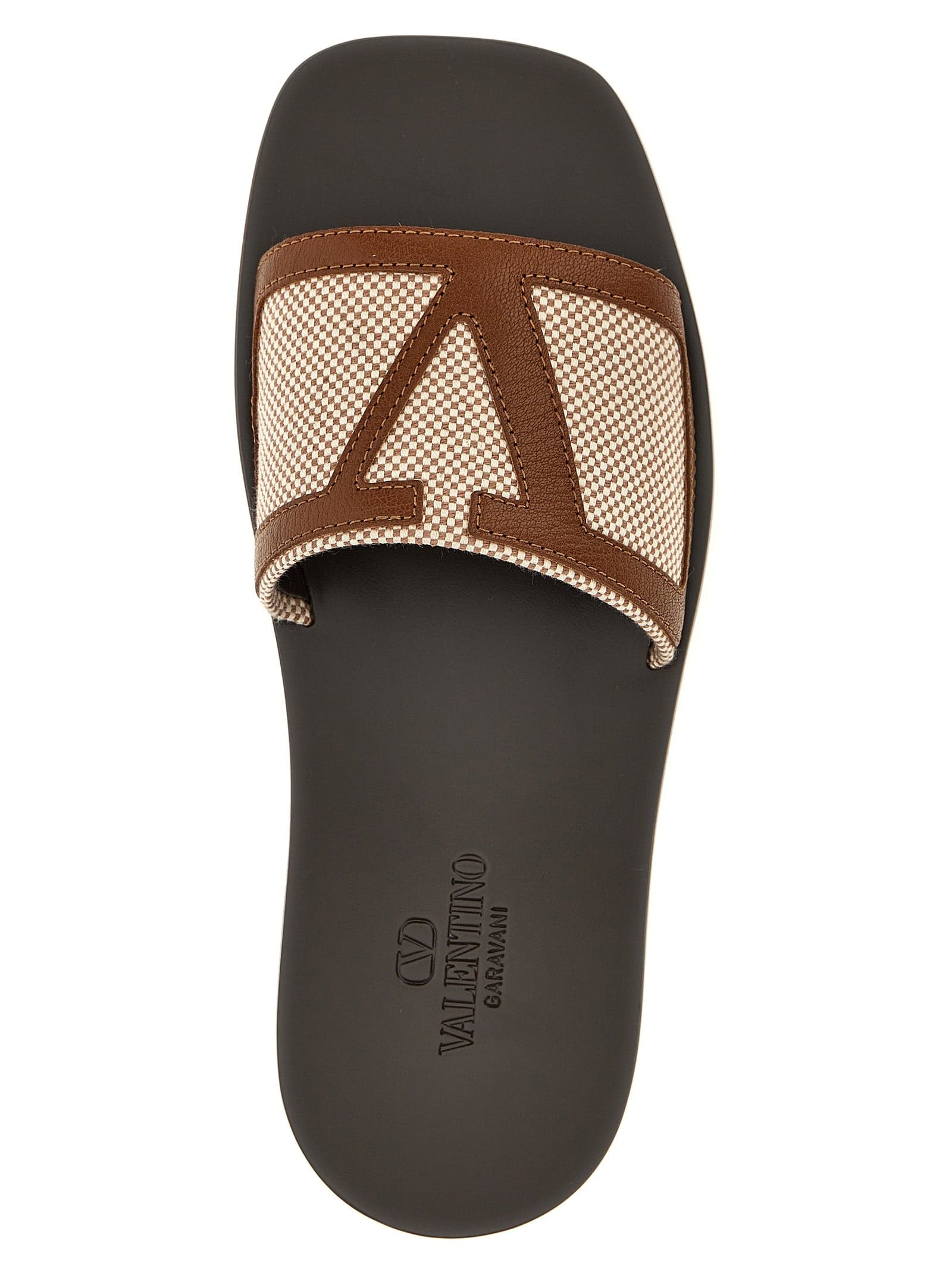 Valentino Garavani Brown Cotton Slides - 4