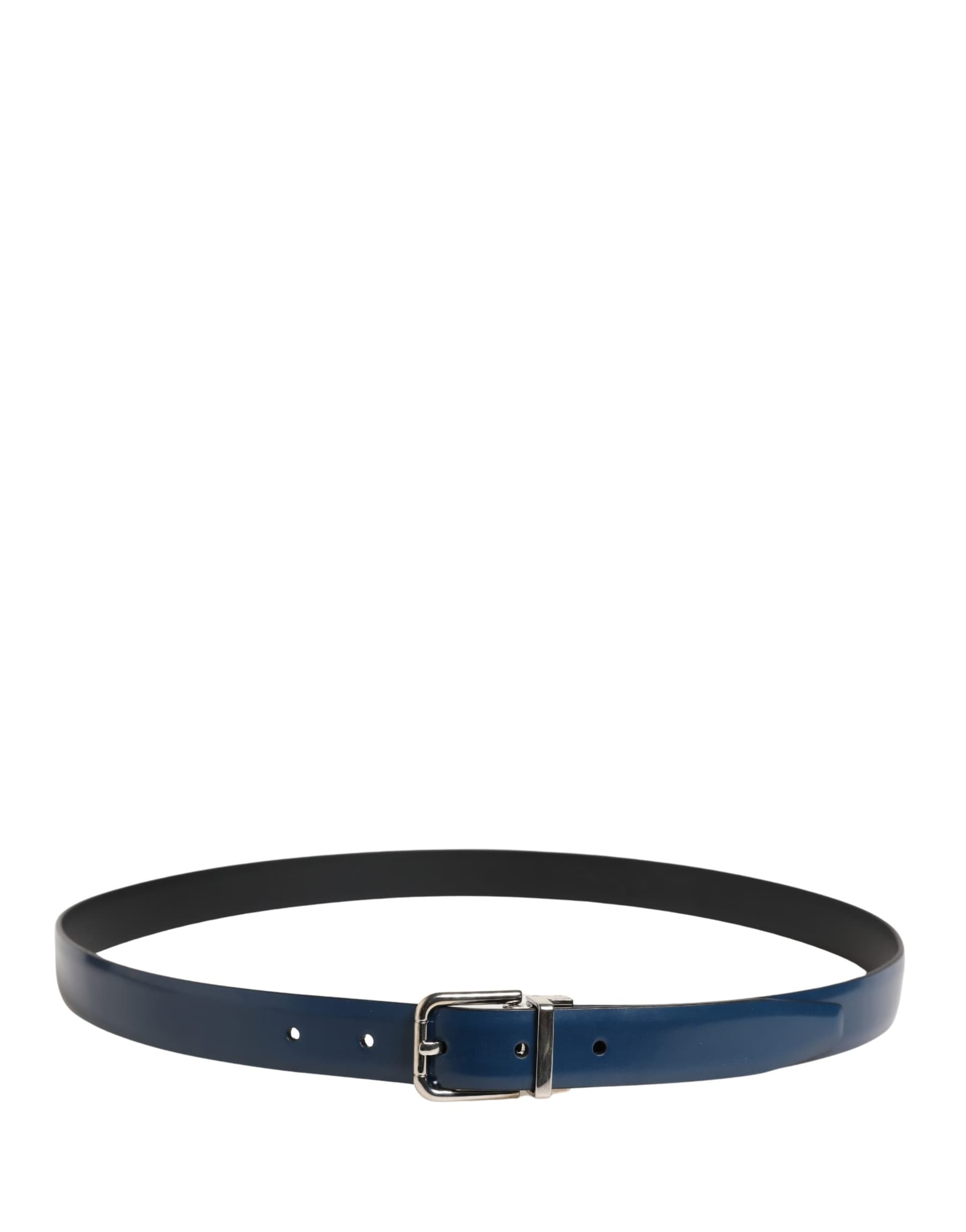 Dolce & Gabbana Men Blue Classic Leather Metal Buckle Belt - 3