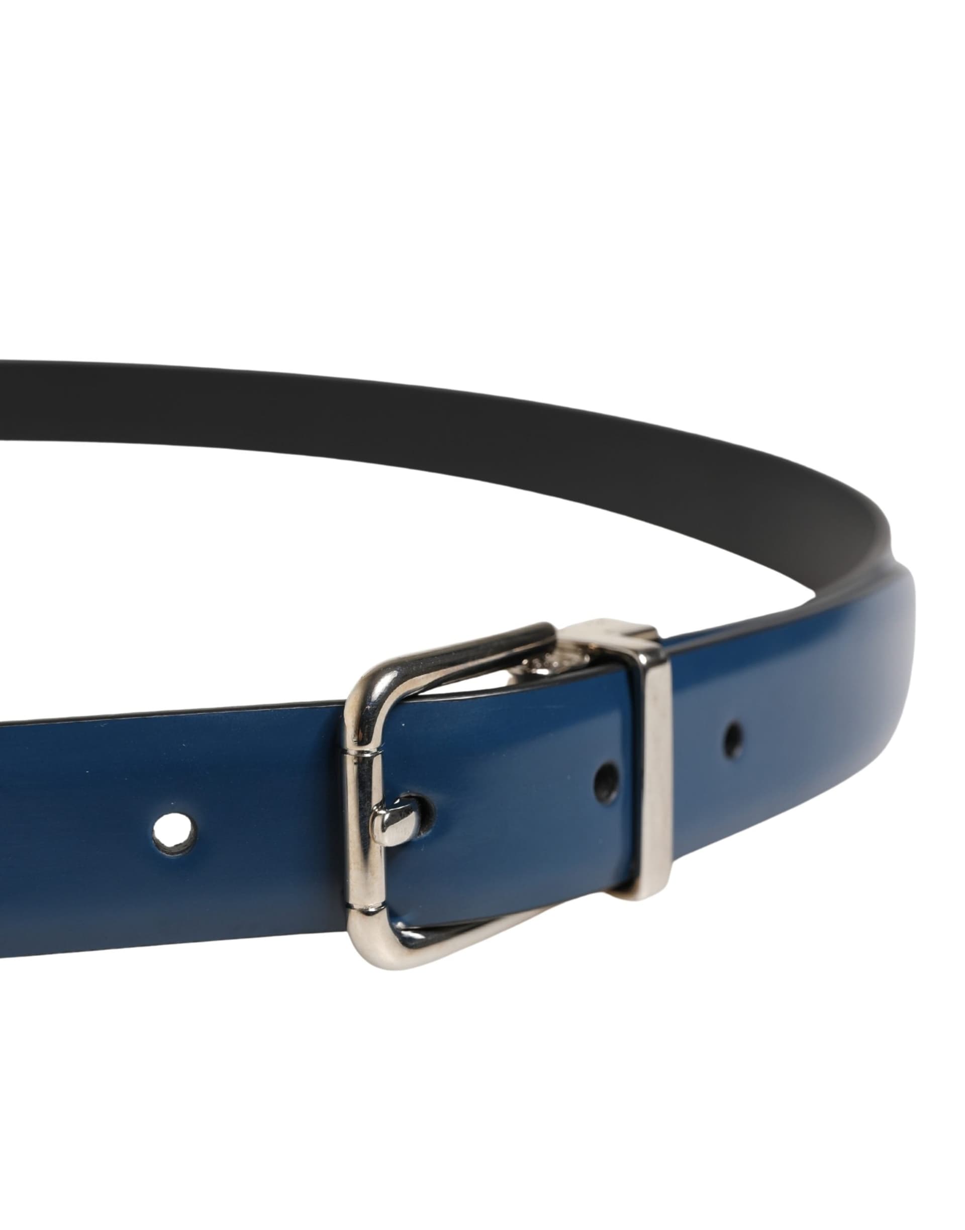 Dolce & Gabbana Men Blue Classic Leather Metal Buckle Belt - 4