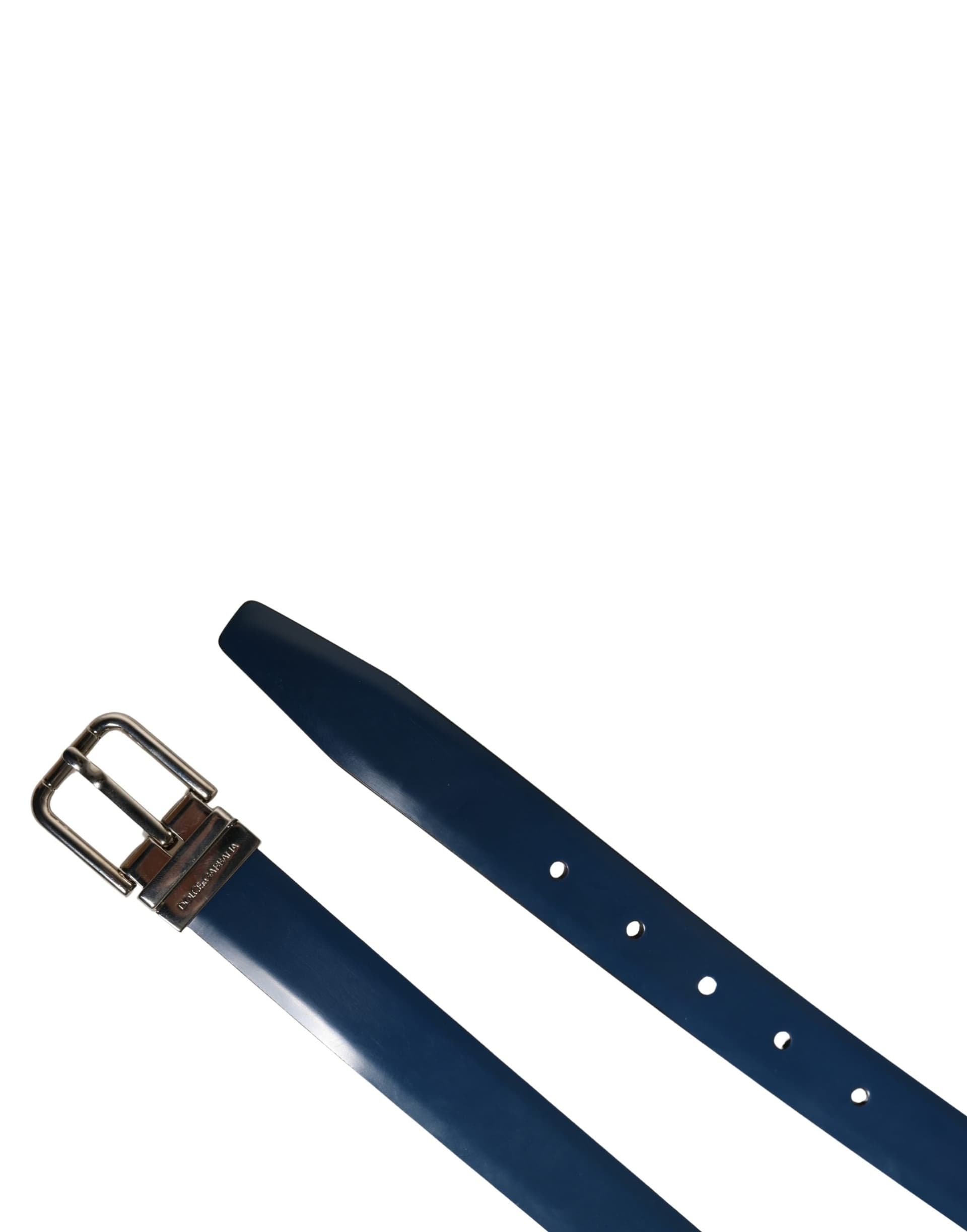 Dolce & Gabbana Men Blue Classic Leather Metal Buckle Belt - 7