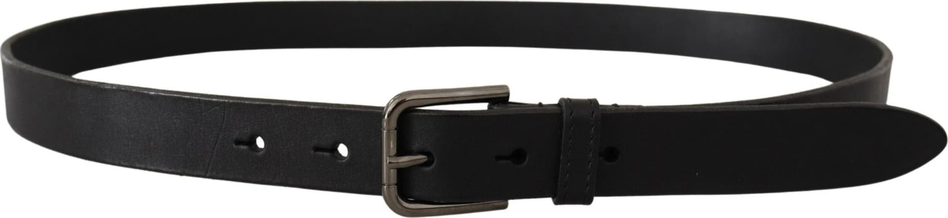 Dolce & Gabbana Black Calf Leather Logo Engraved Metal Buckle Belt - 2