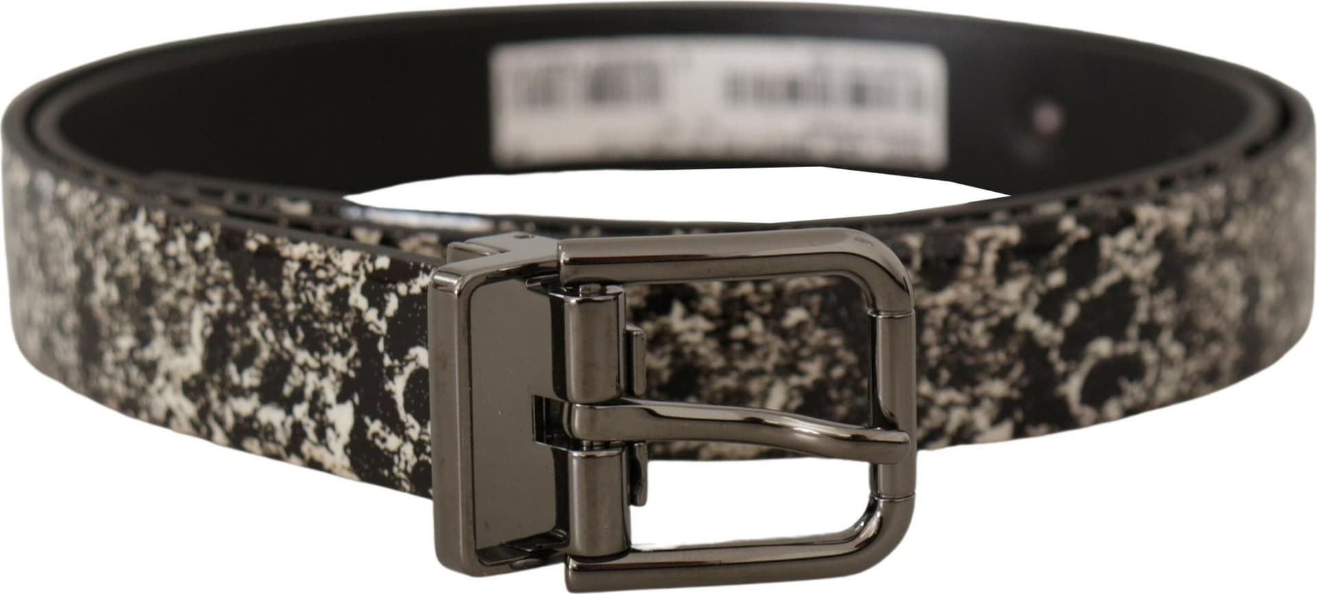 Dolce & Gabbana Black Marble Print Leather Gray Logo Belt - 3