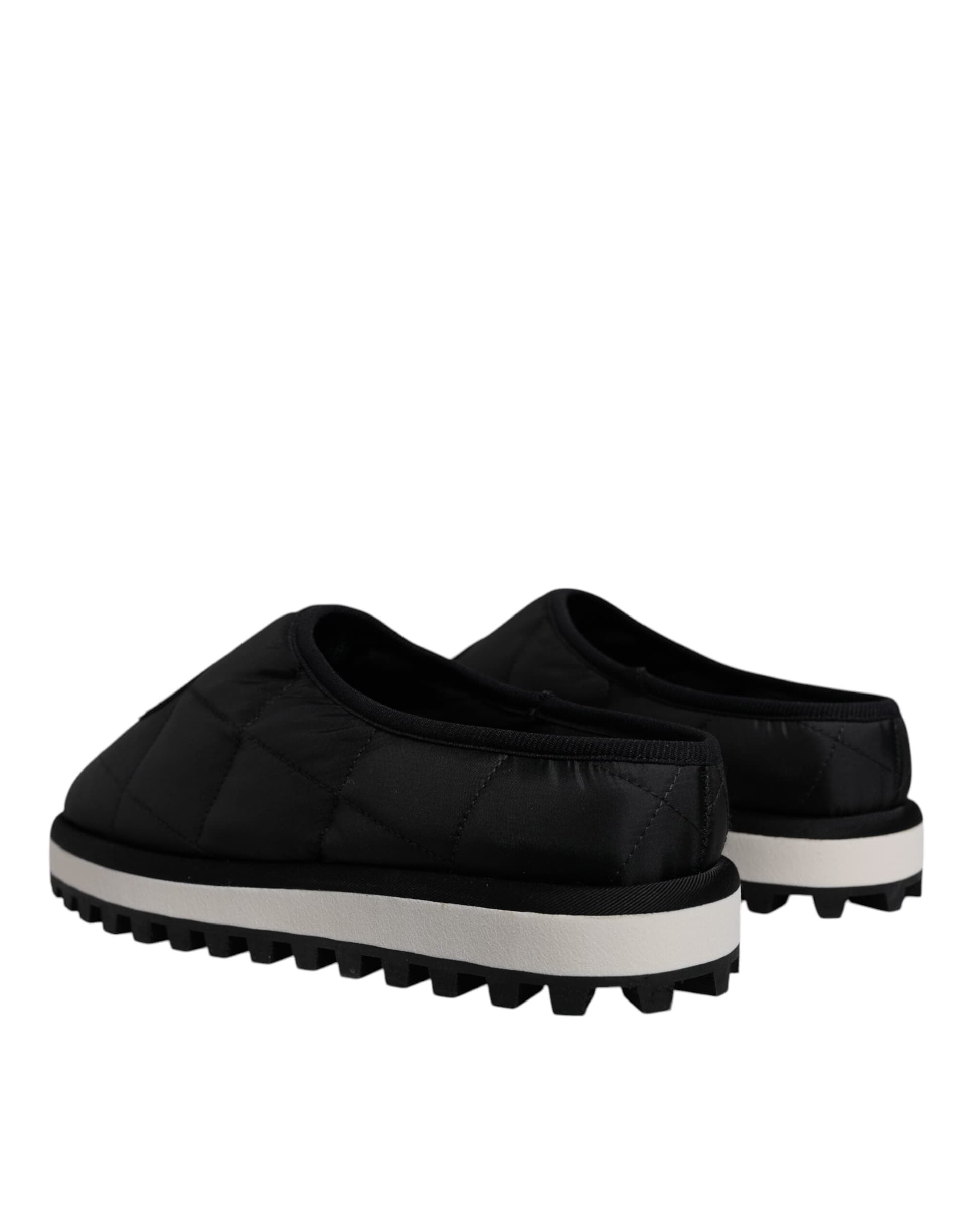 Dolce & Gabbana Black Nylon Quilted Logo Patch Sandals Slides Shoes - 4