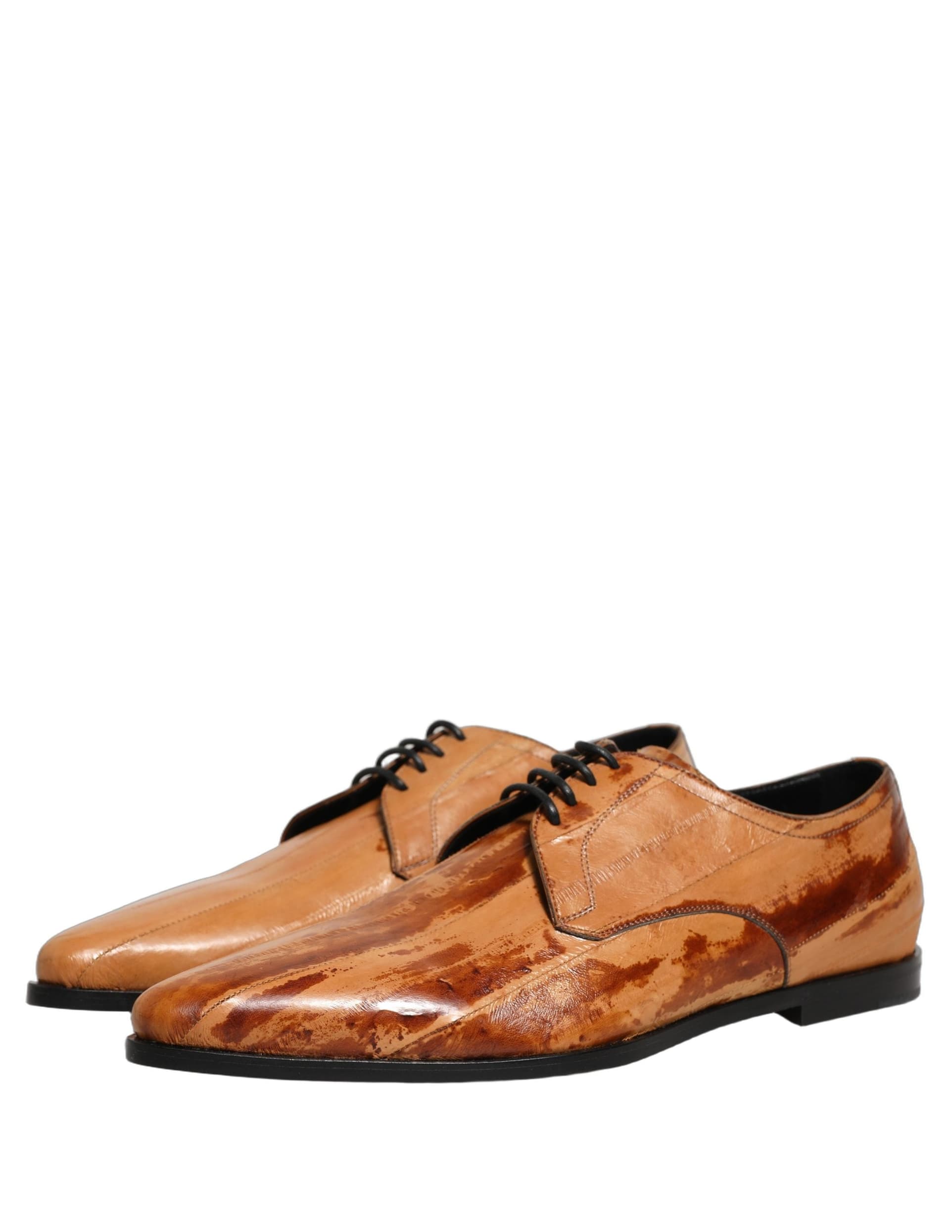 Dolce & Gabbana Brown Leather Lace Up Men Derby Dress Shoes - 4