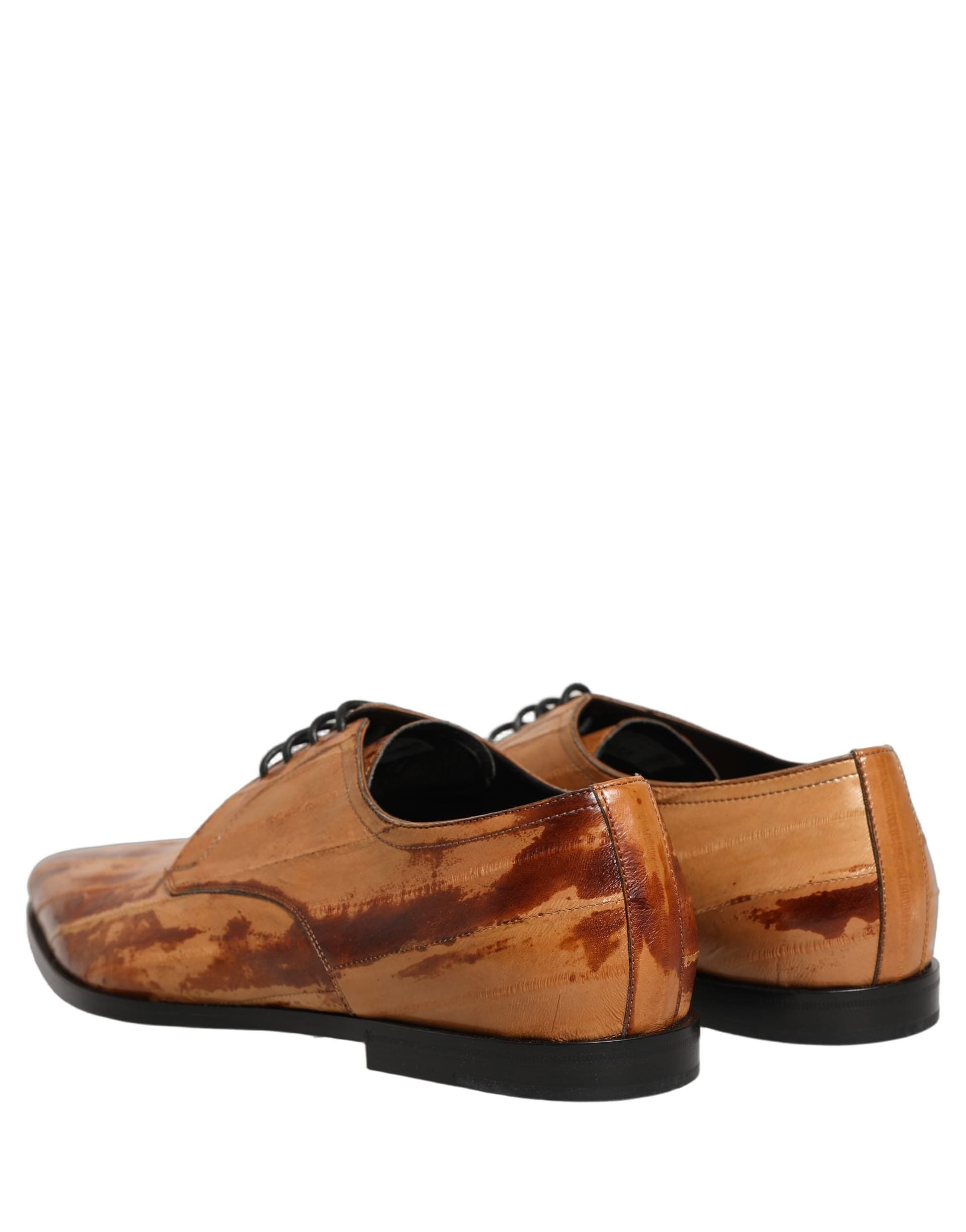 Dolce & Gabbana Brown Leather Lace Up Men Derby Dress Shoes - 5