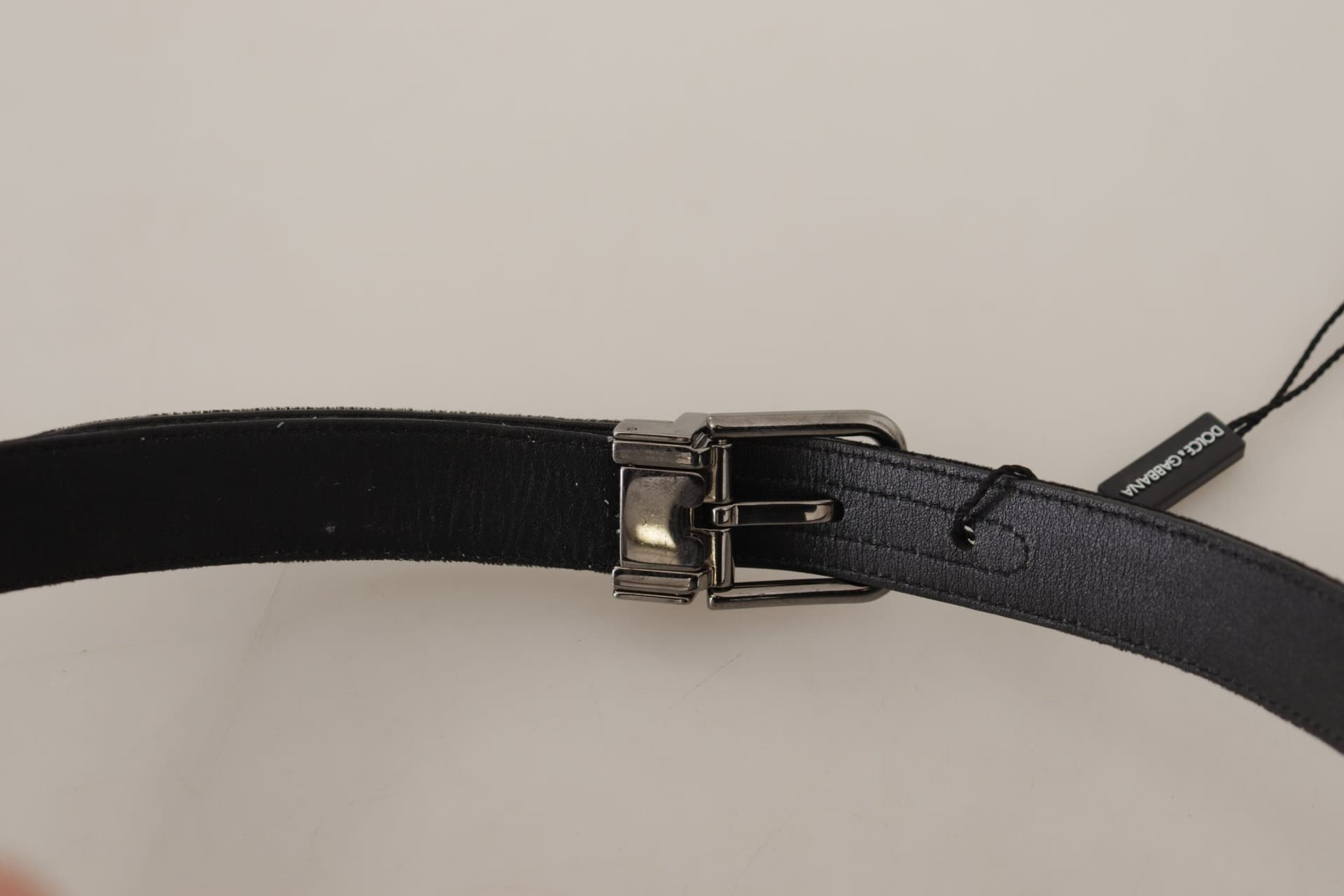 Dolce & Gabbana Black Cotton Silver Tone Metal Buckle Belt - 4
