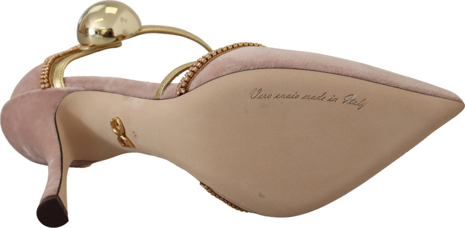 Dolce & Gabbana Pink Crystal T-strap Heels Pumps Shoes - 6