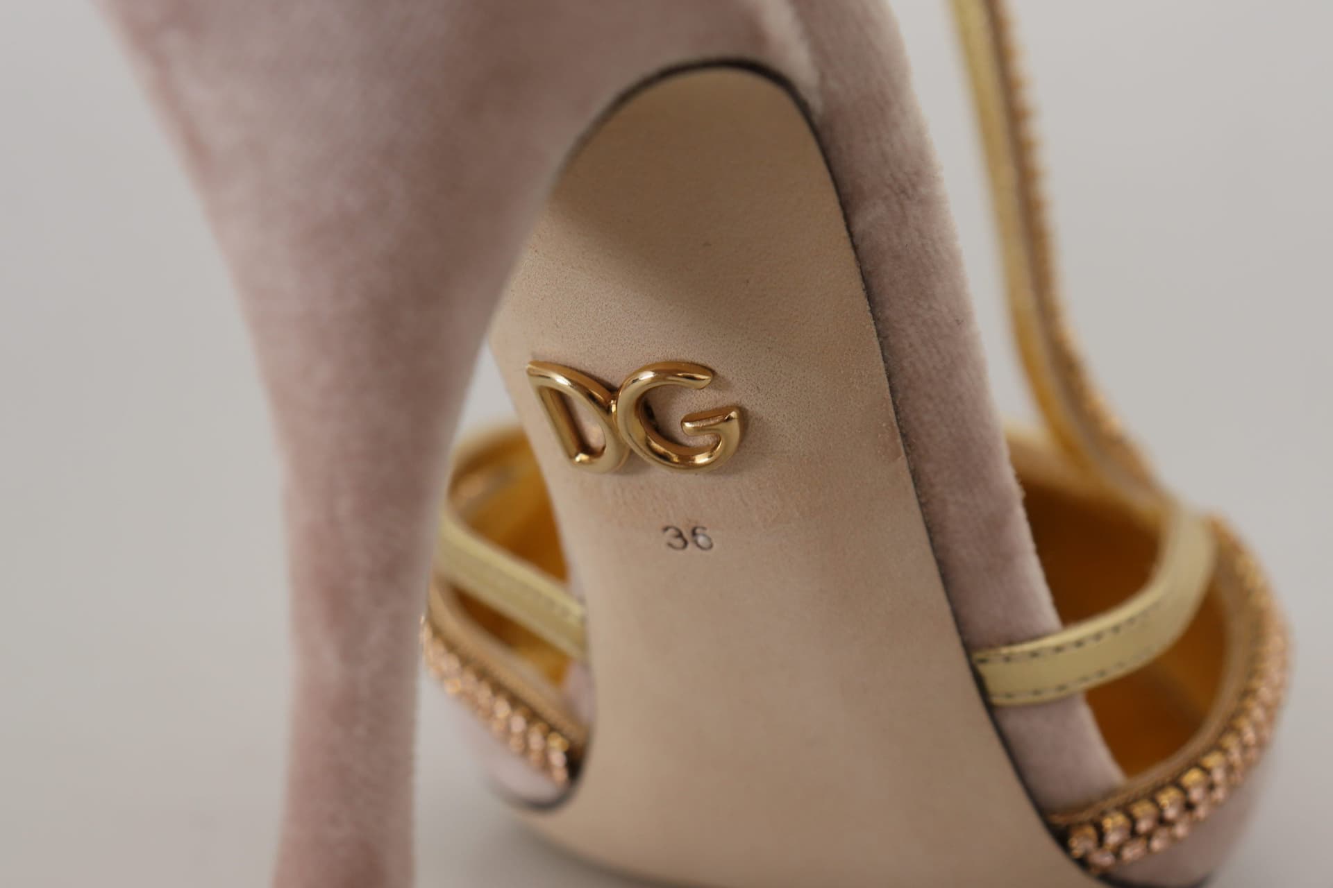 Dolce & Gabbana Pink Crystal T-strap Heels Pumps Shoes - 7