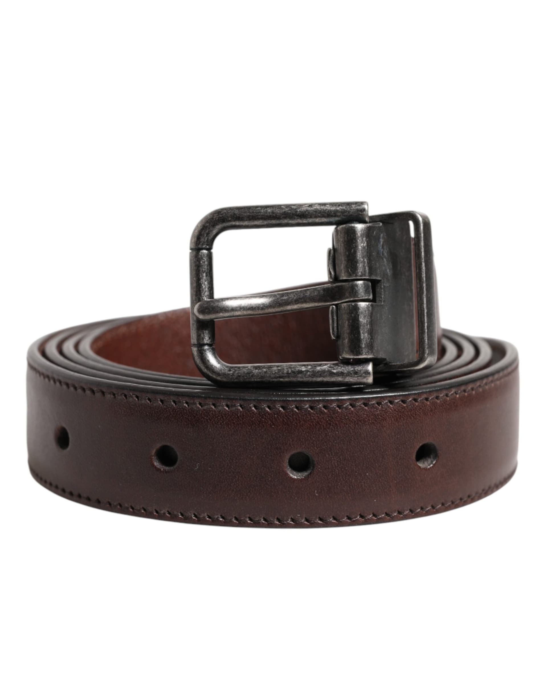 Dolce & Gabbana Brown Classic Calf Leather Metal Buckle Belt - 2