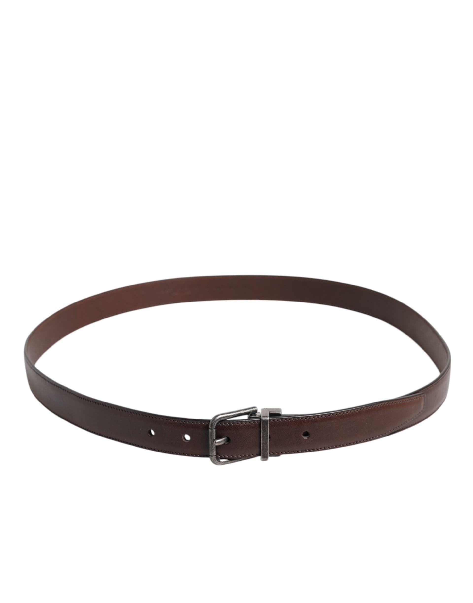 Dolce & Gabbana Brown Classic Calf Leather Metal Buckle Belt - 3