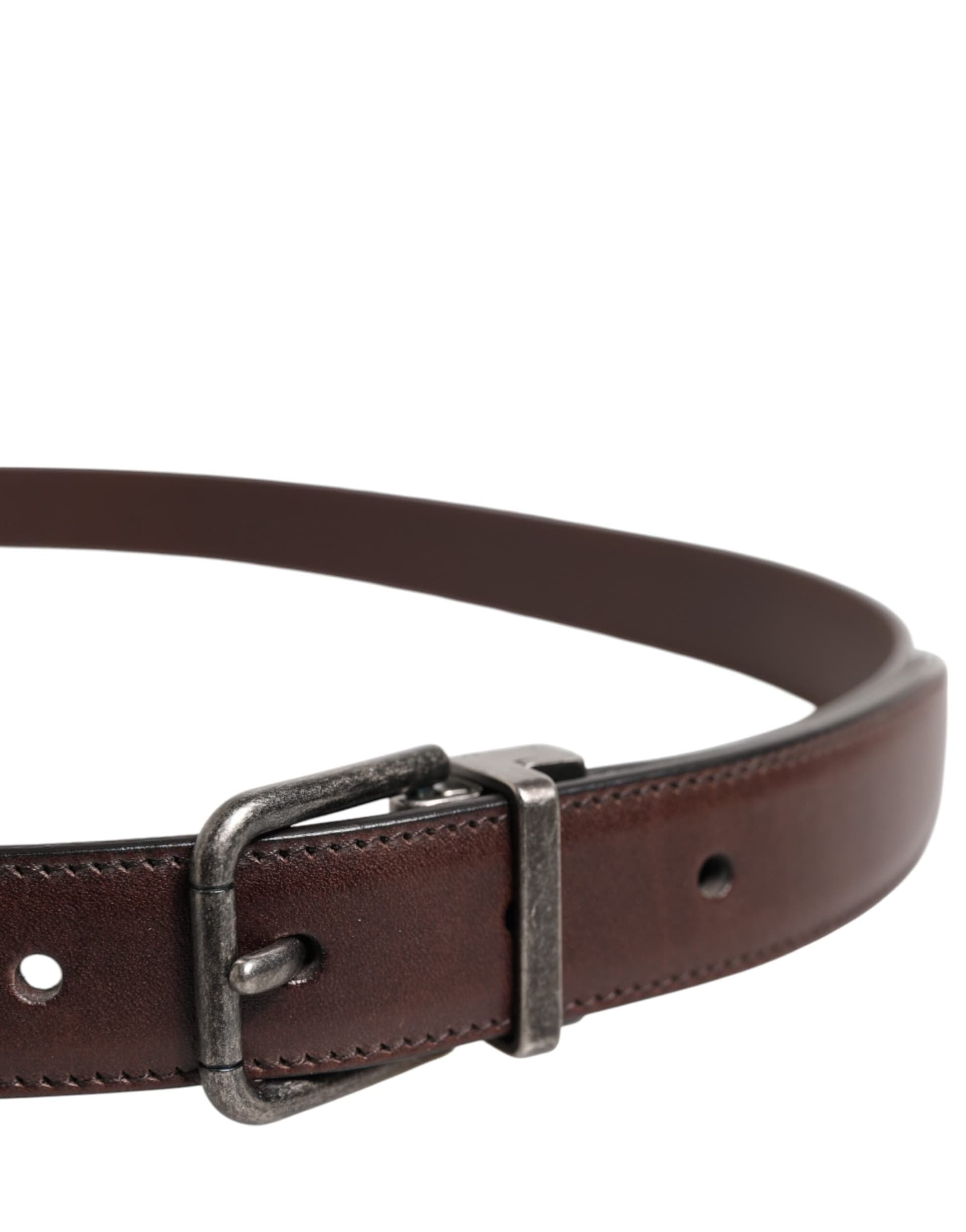 Dolce & Gabbana Brown Classic Calf Leather Metal Buckle Belt - 4