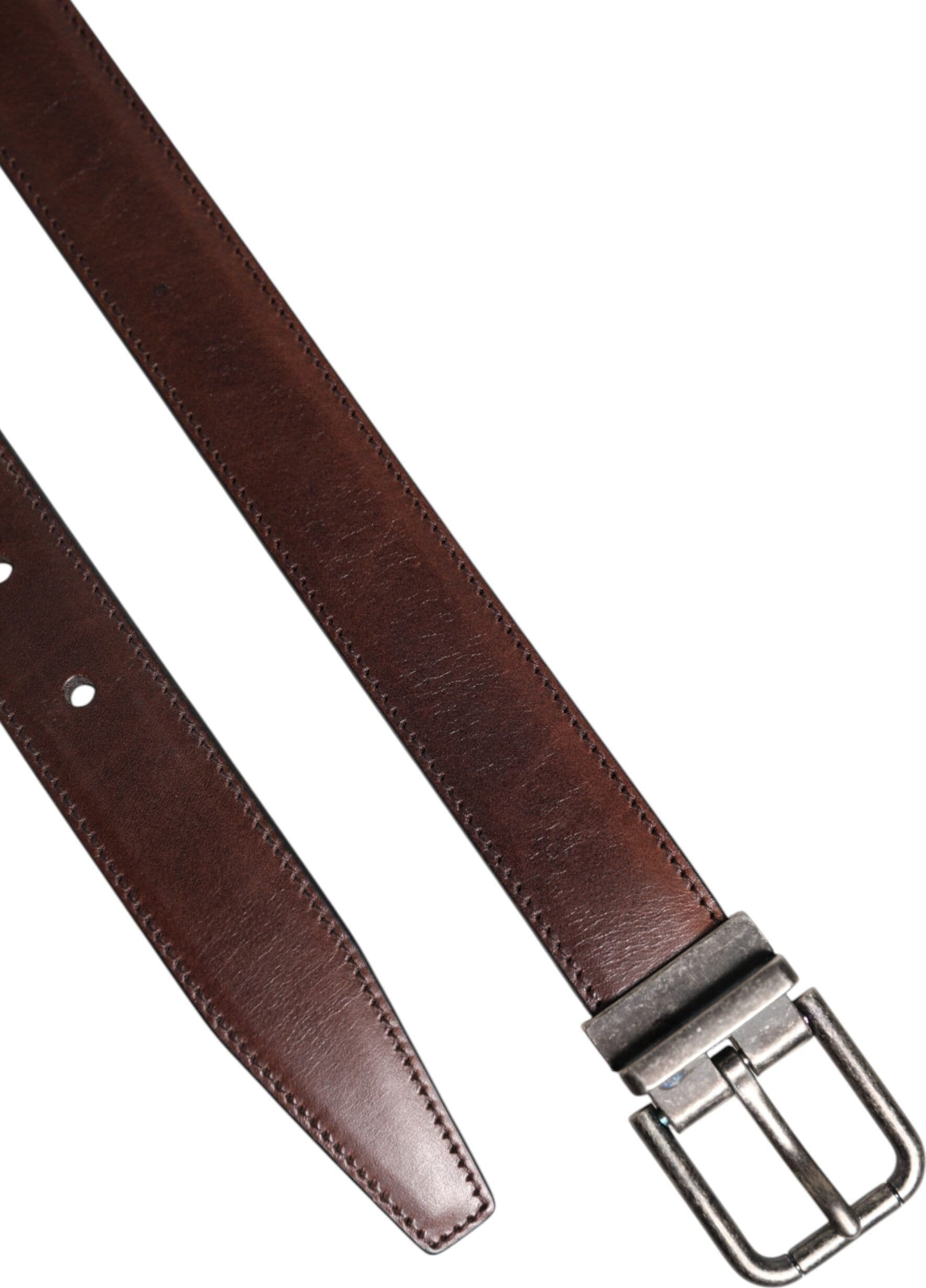 Dolce & Gabbana Brown Classic Calf Leather Metal Buckle Belt - 6