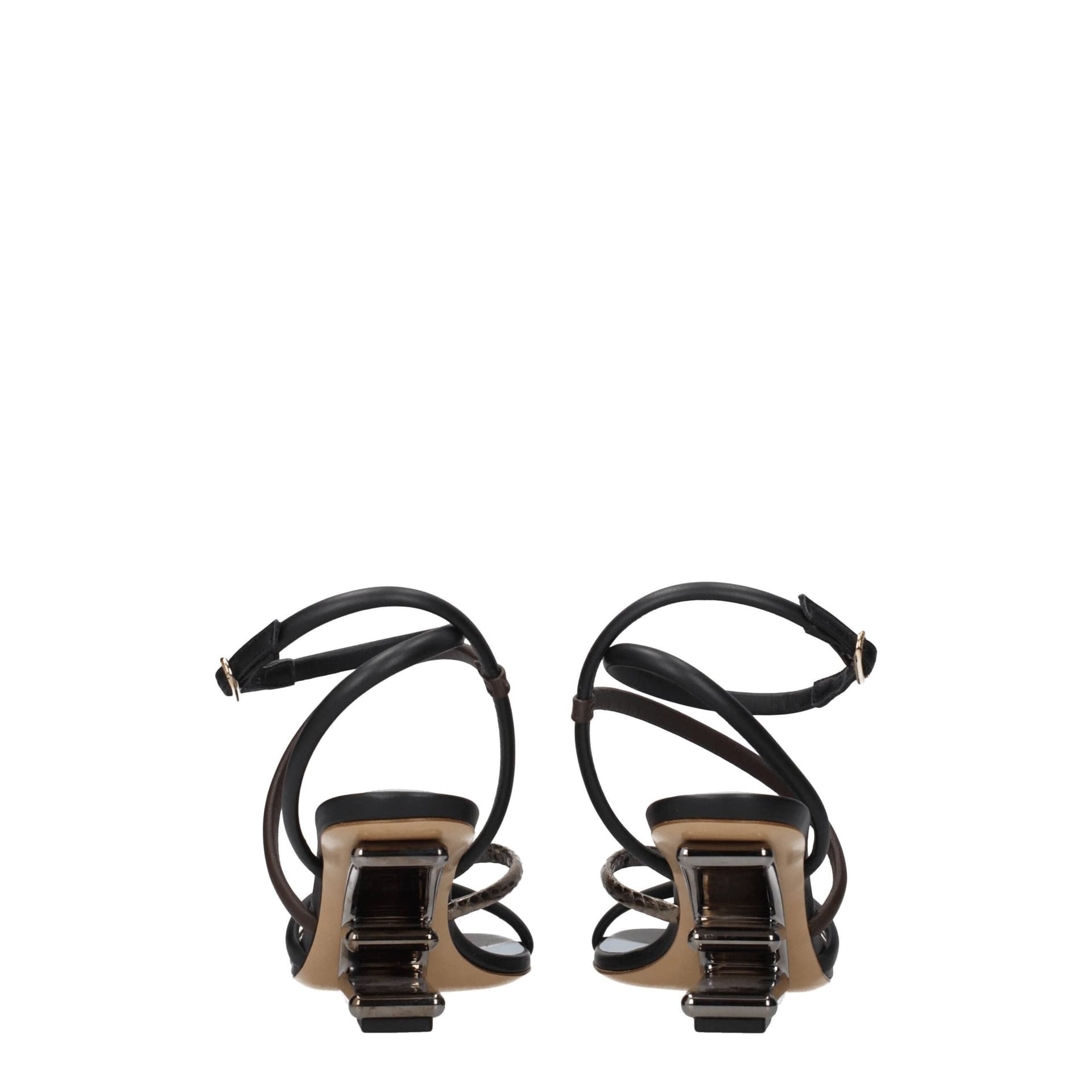 Fendi Multicolor Leather Flat Sandals - 5