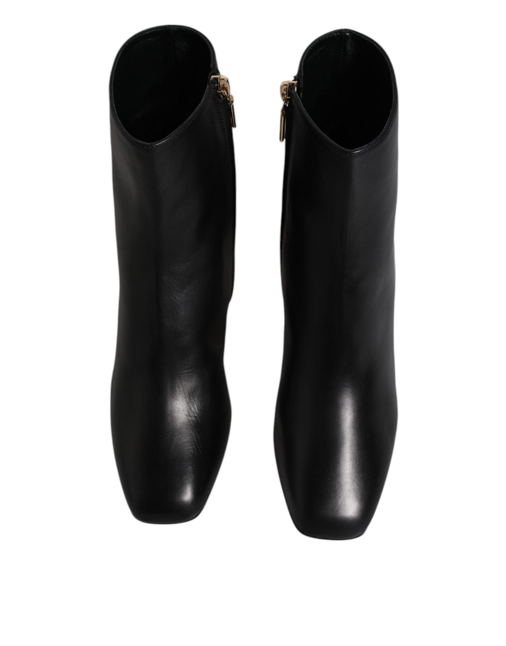 Dolce & Gabbana Black Jackie Leather Mid Calf Boots Shoes - 2