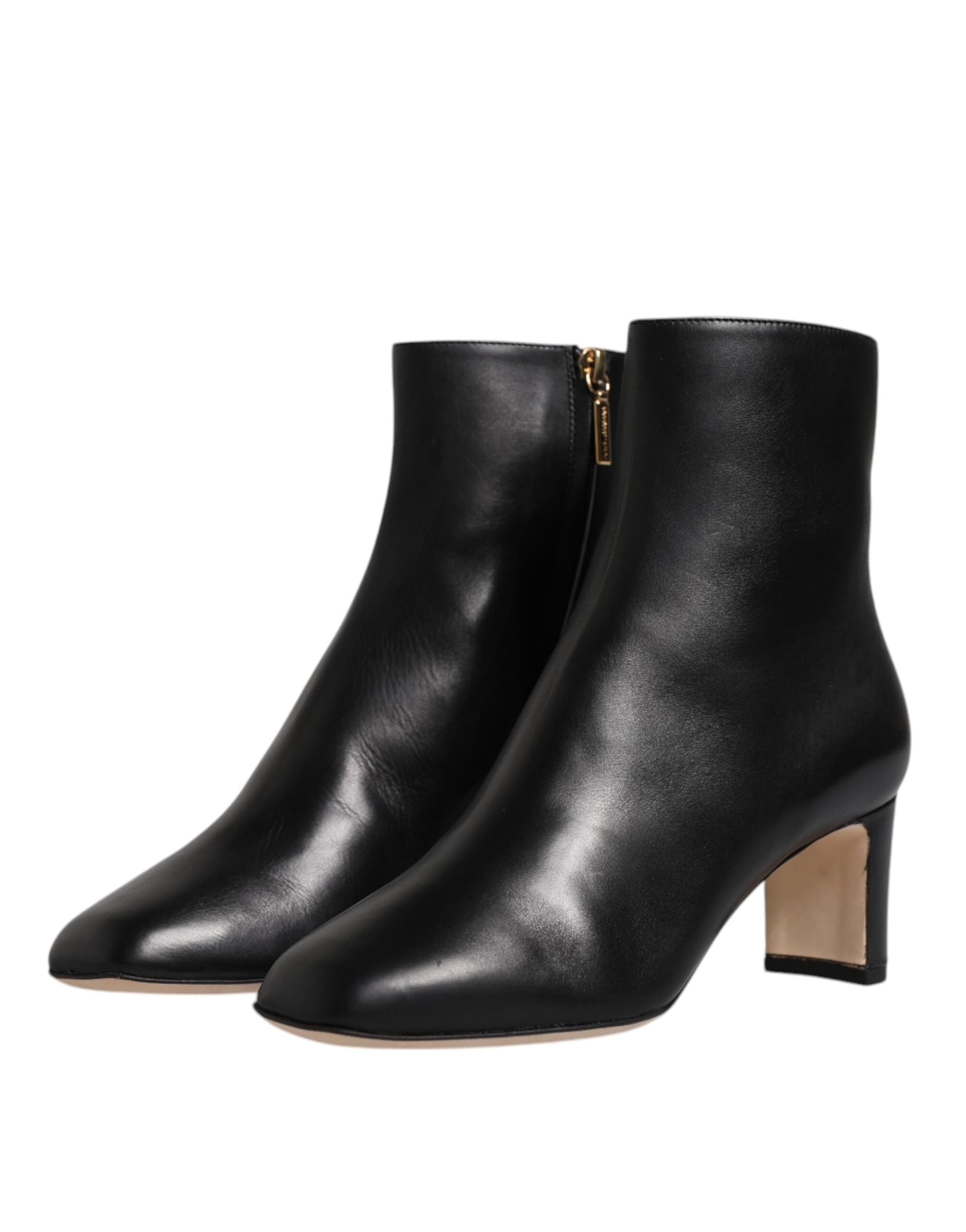 Dolce & Gabbana Black Jackie Leather Mid Calf Boots Shoes - 3