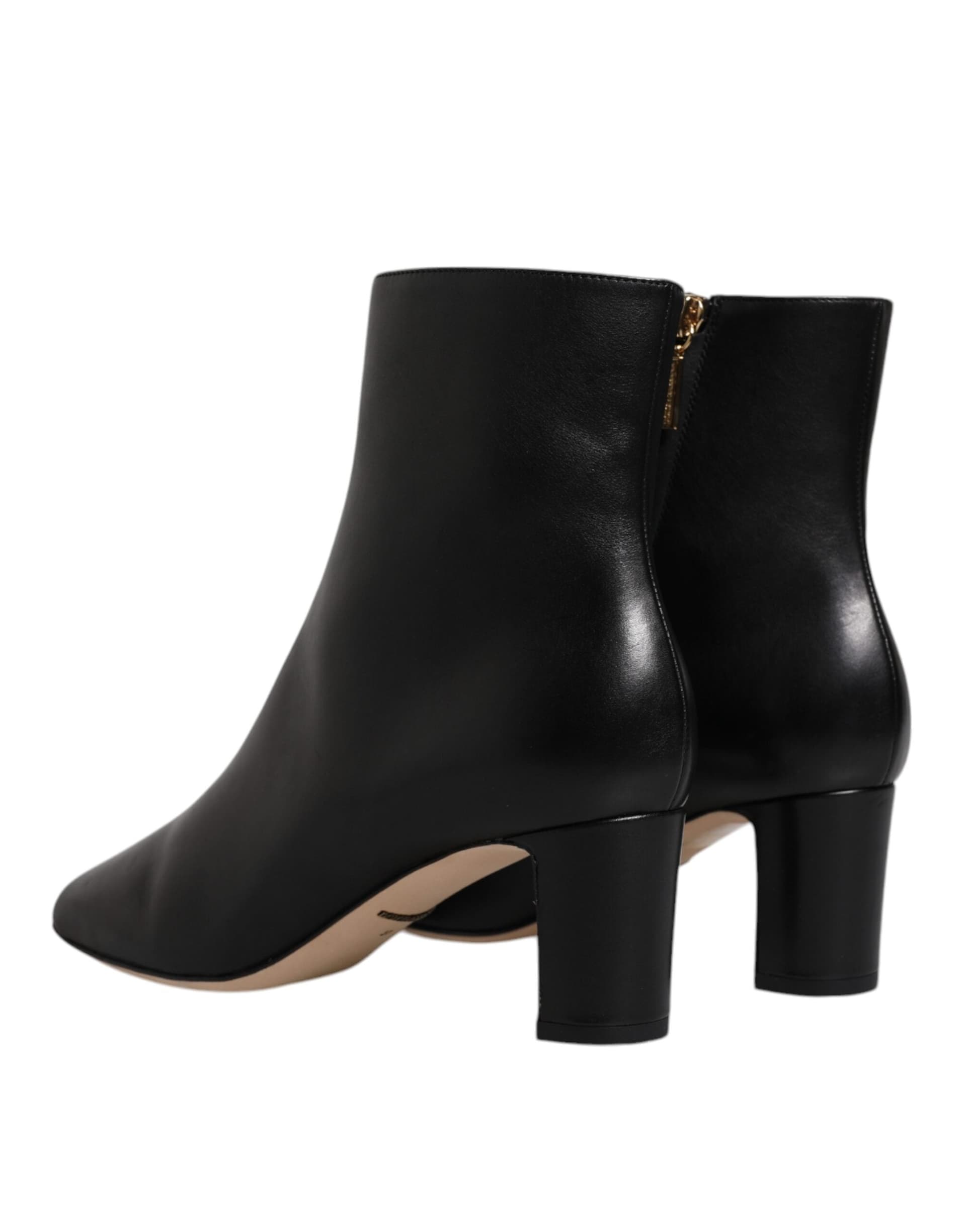 Dolce & Gabbana Black Jackie Leather Mid Calf Boots Shoes - 4