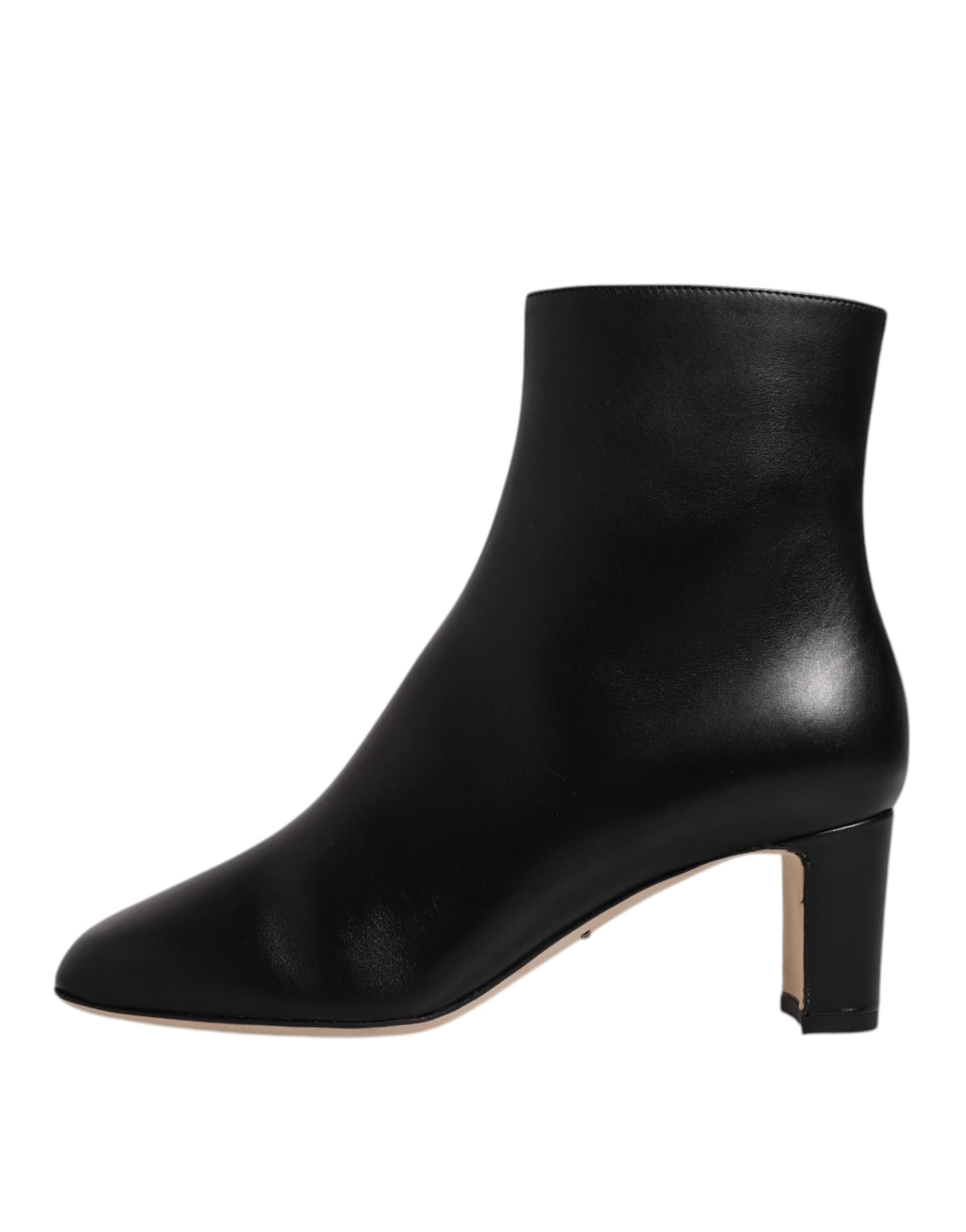 Dolce & Gabbana Black Jackie Leather Mid Calf Boots Shoes - 5