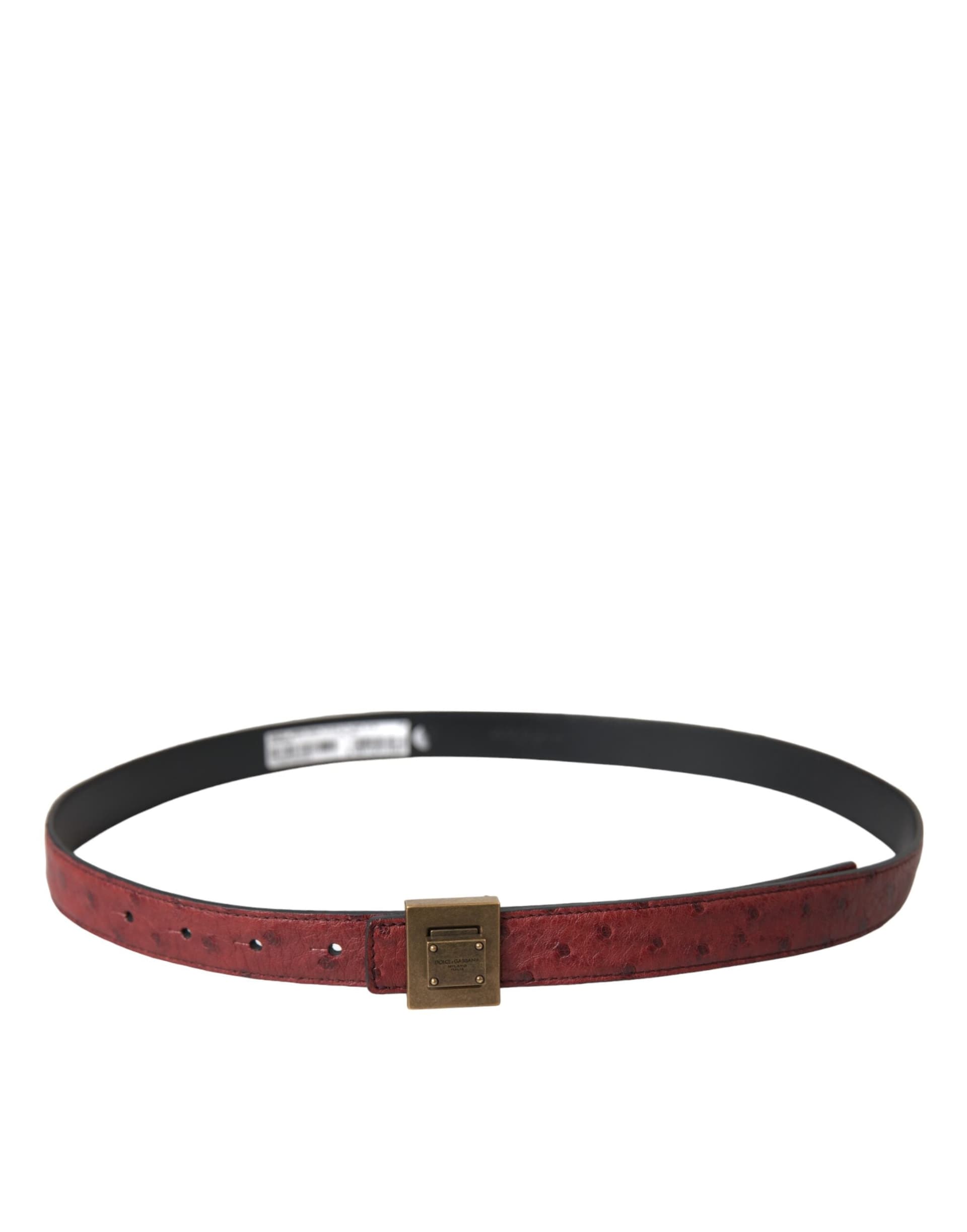 Dolce & Gabbana Brown Leather Square Metal Buckle Belt - 2