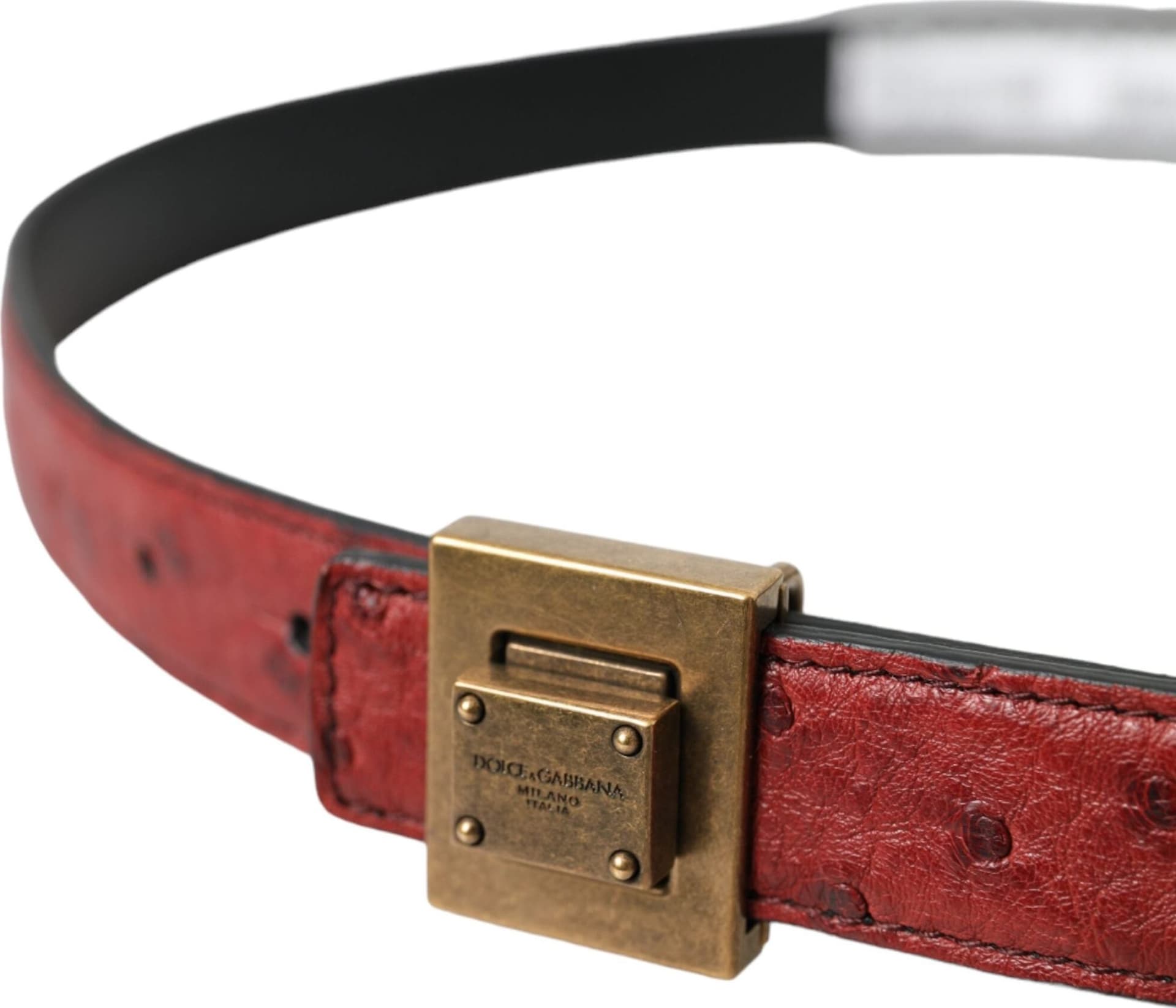 Dolce & Gabbana Brown Leather Square Metal Buckle Belt - 3