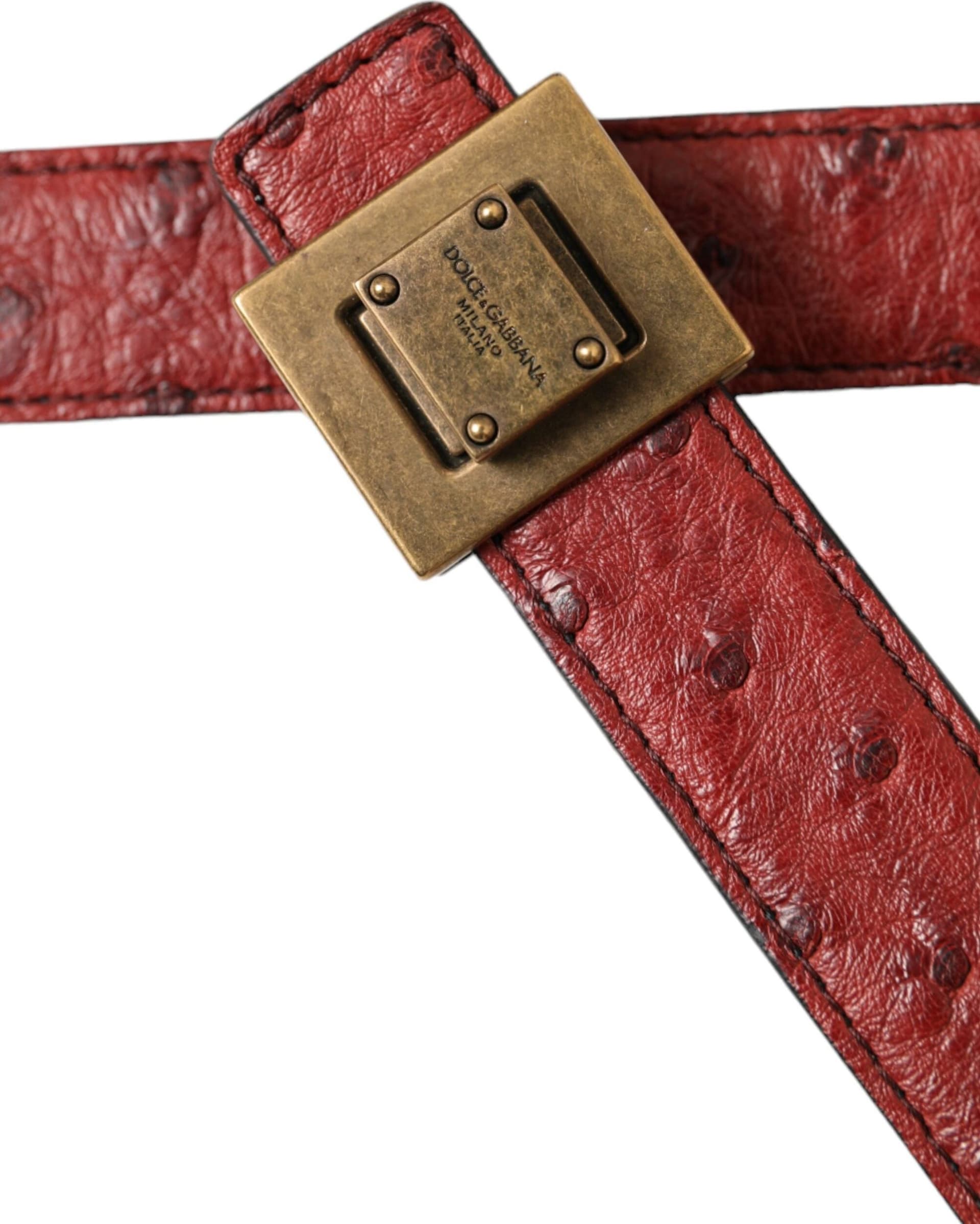 Dolce & Gabbana Brown Leather Square Metal Buckle Belt - 4