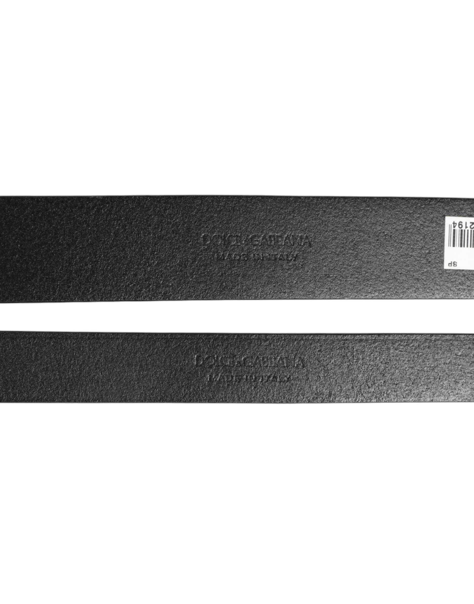 Dolce & Gabbana Black Double Strap Leather Brass Buckle Belt - 5