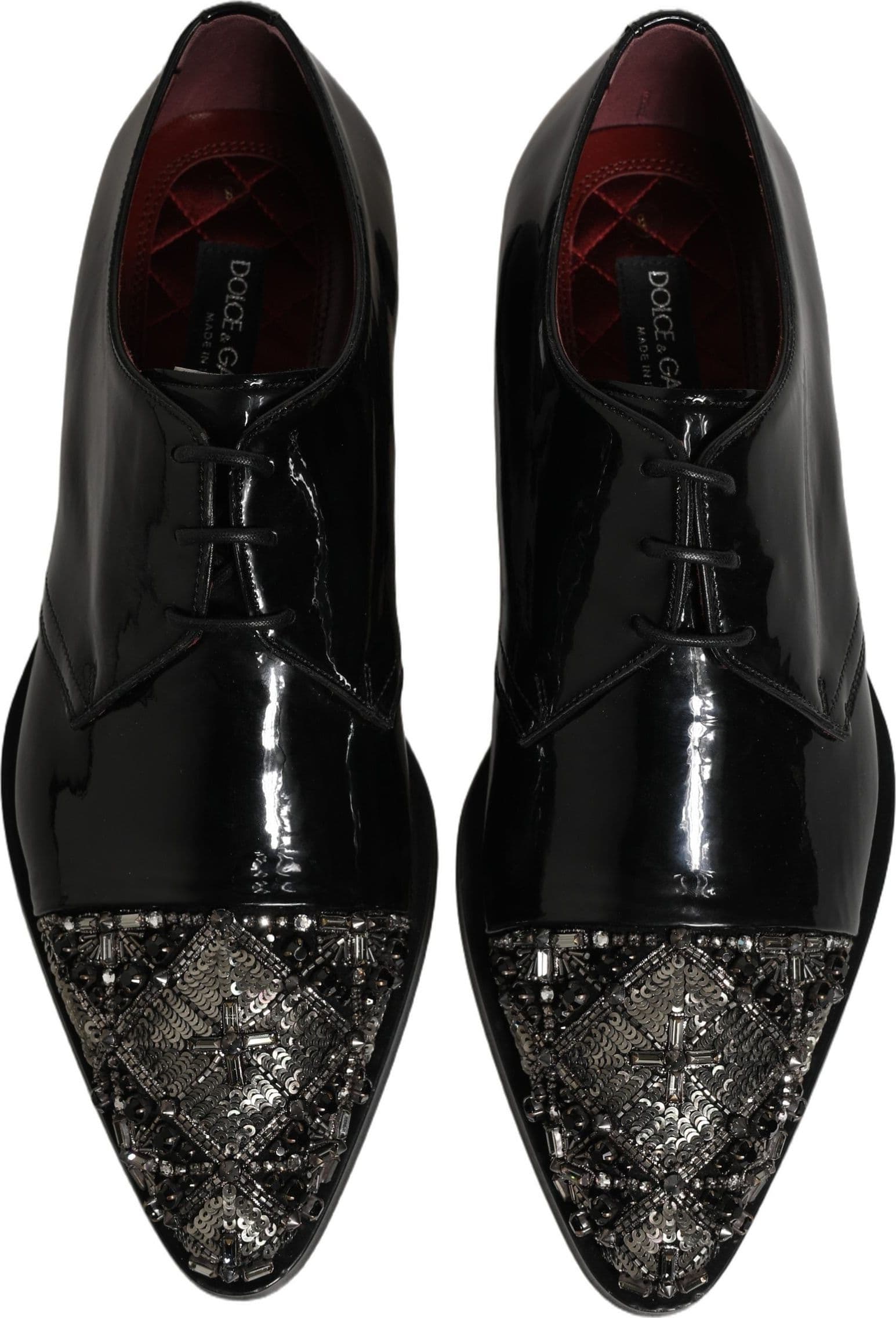 Dolce & Gabbana Black Embellished Men Derby Dress Formal Shoes - 3