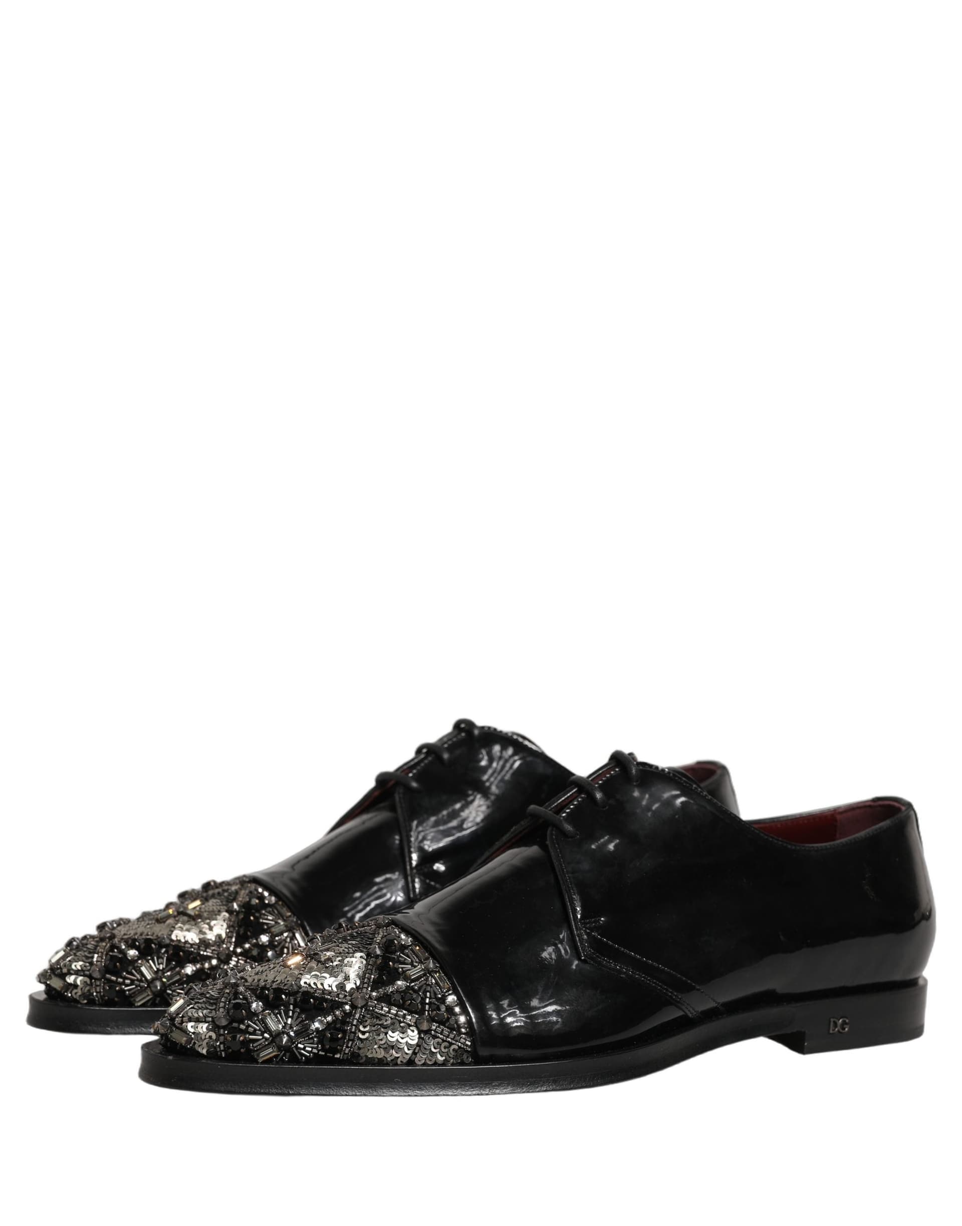Dolce & Gabbana Black Embellished Men Derby Dress Formal Shoes - 4